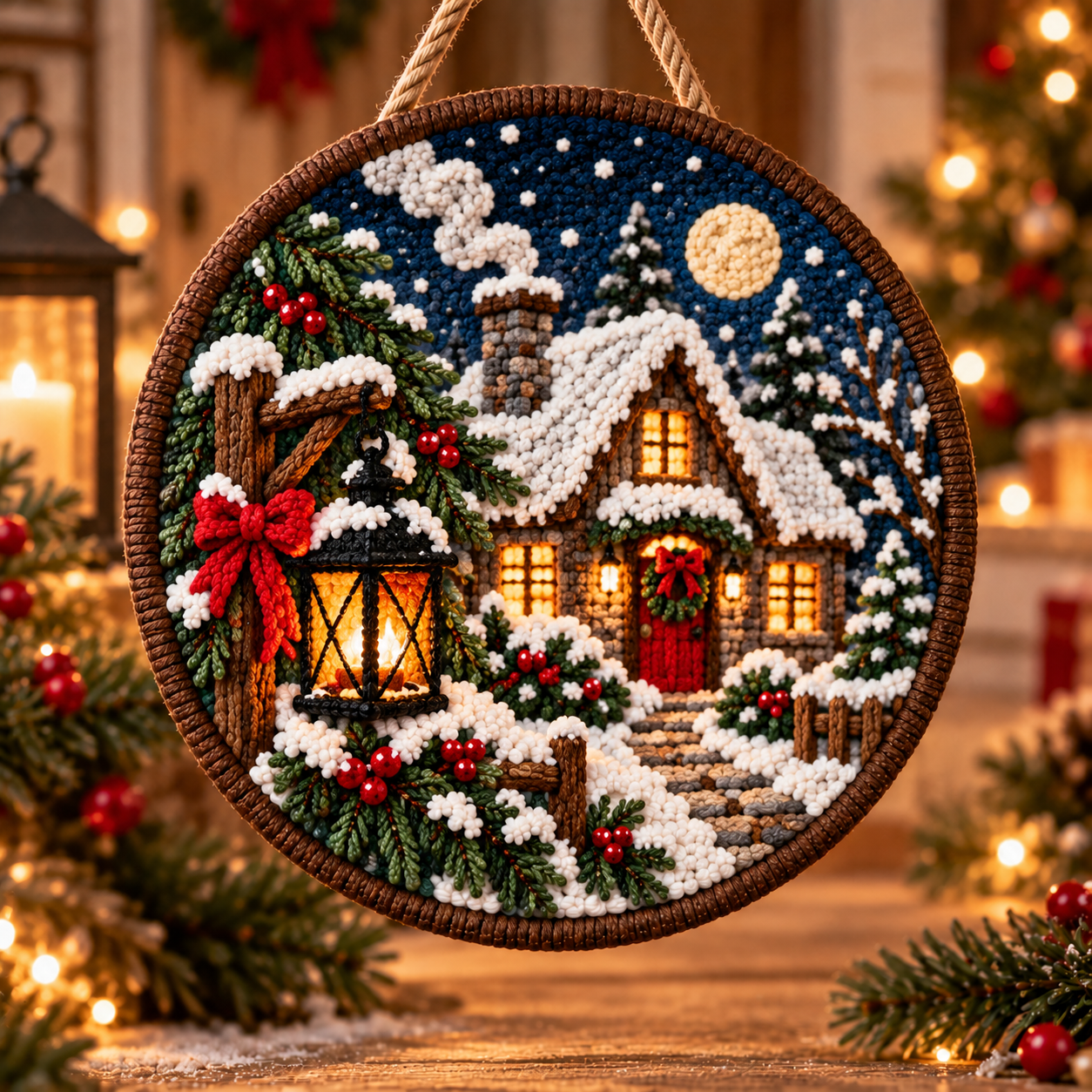 🐦 DIY Punch Needle Winter Woodland Hanging Decor Kit