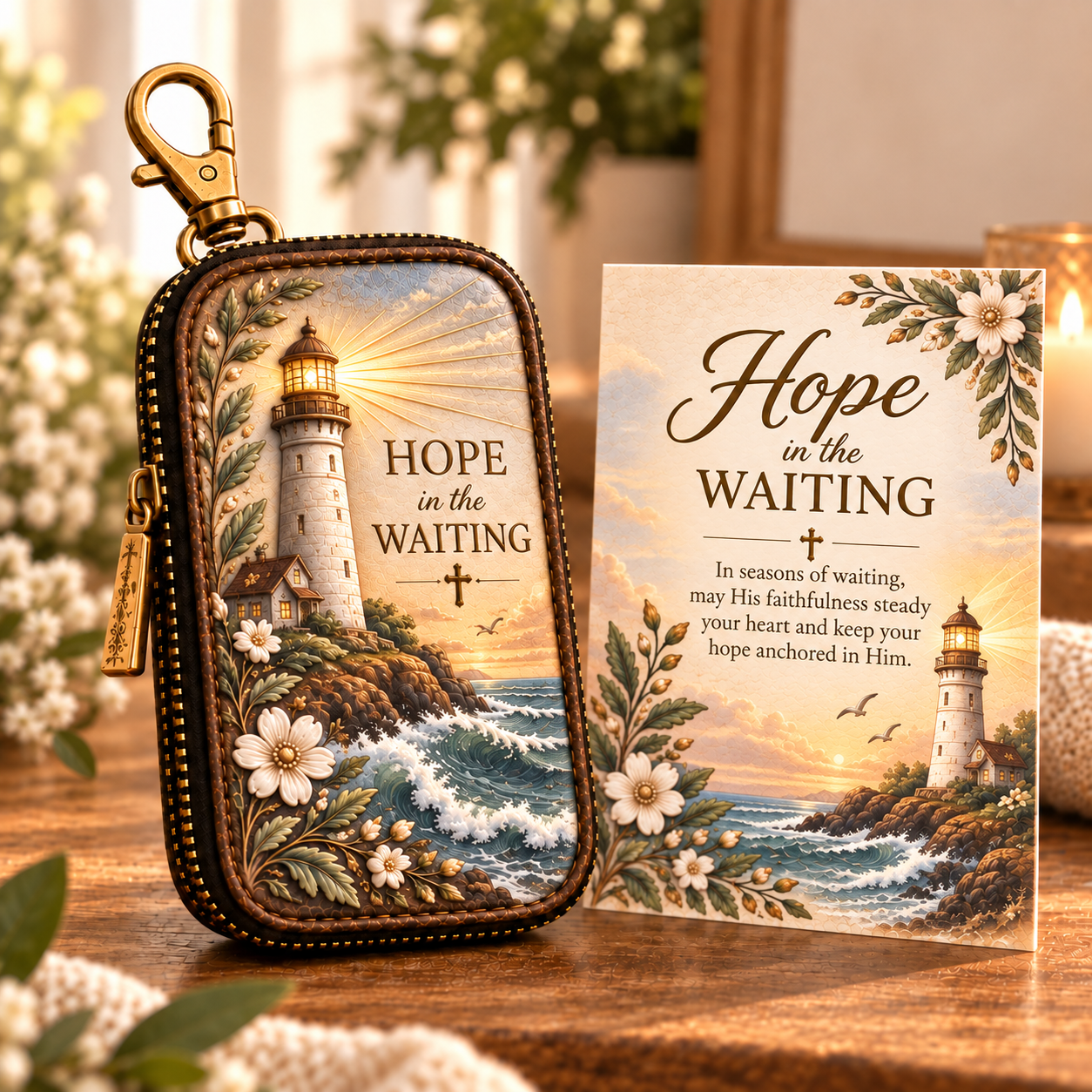 Faith Journey Key Case Gift Set – Christian Key Holder with Encouragement Card