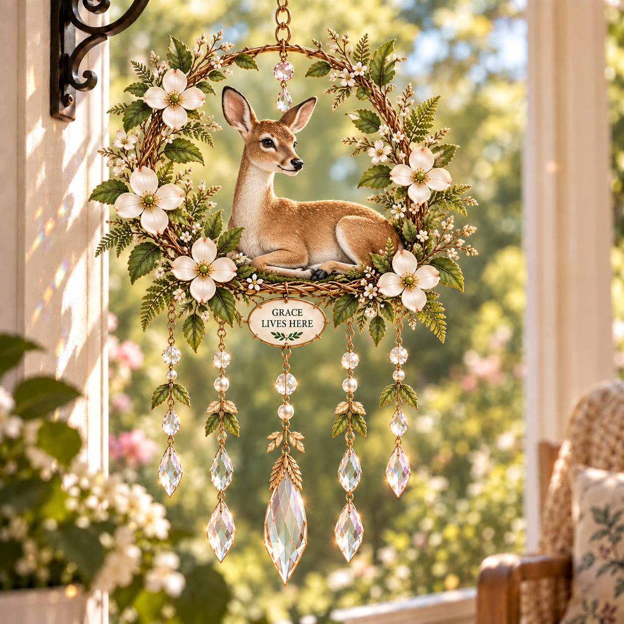 Woodland Garden Jeweled Wind Chime Suncatcher