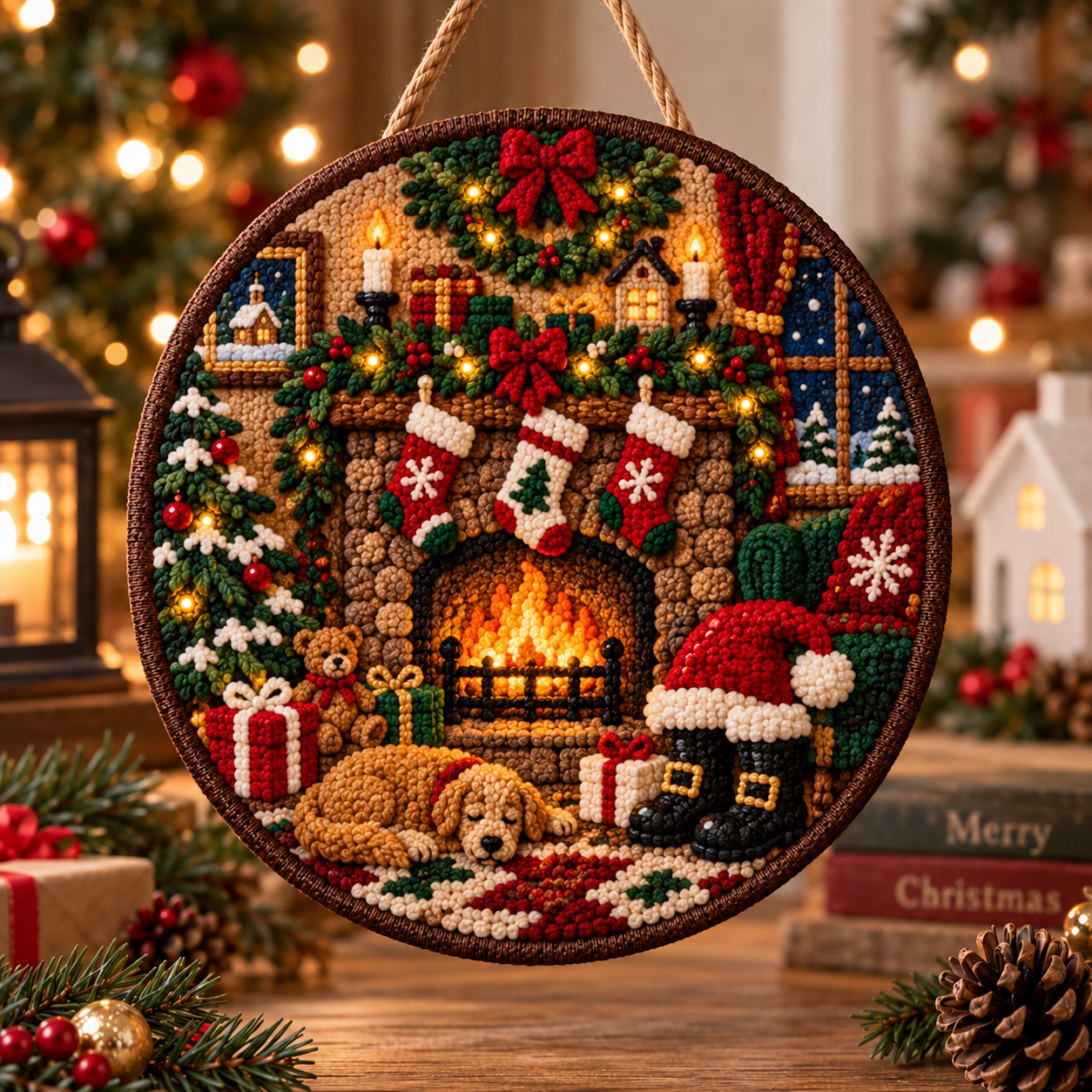 🎅 DIY Punch Needle Christmas Hanging Decor Kit