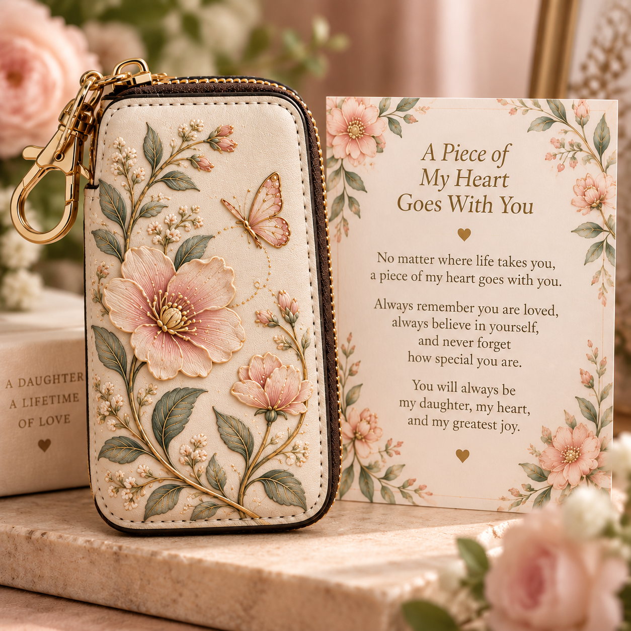 Wherever You Go Mother-Daughter Key Case Gift Set – Meaningful Keepsake with Message Card