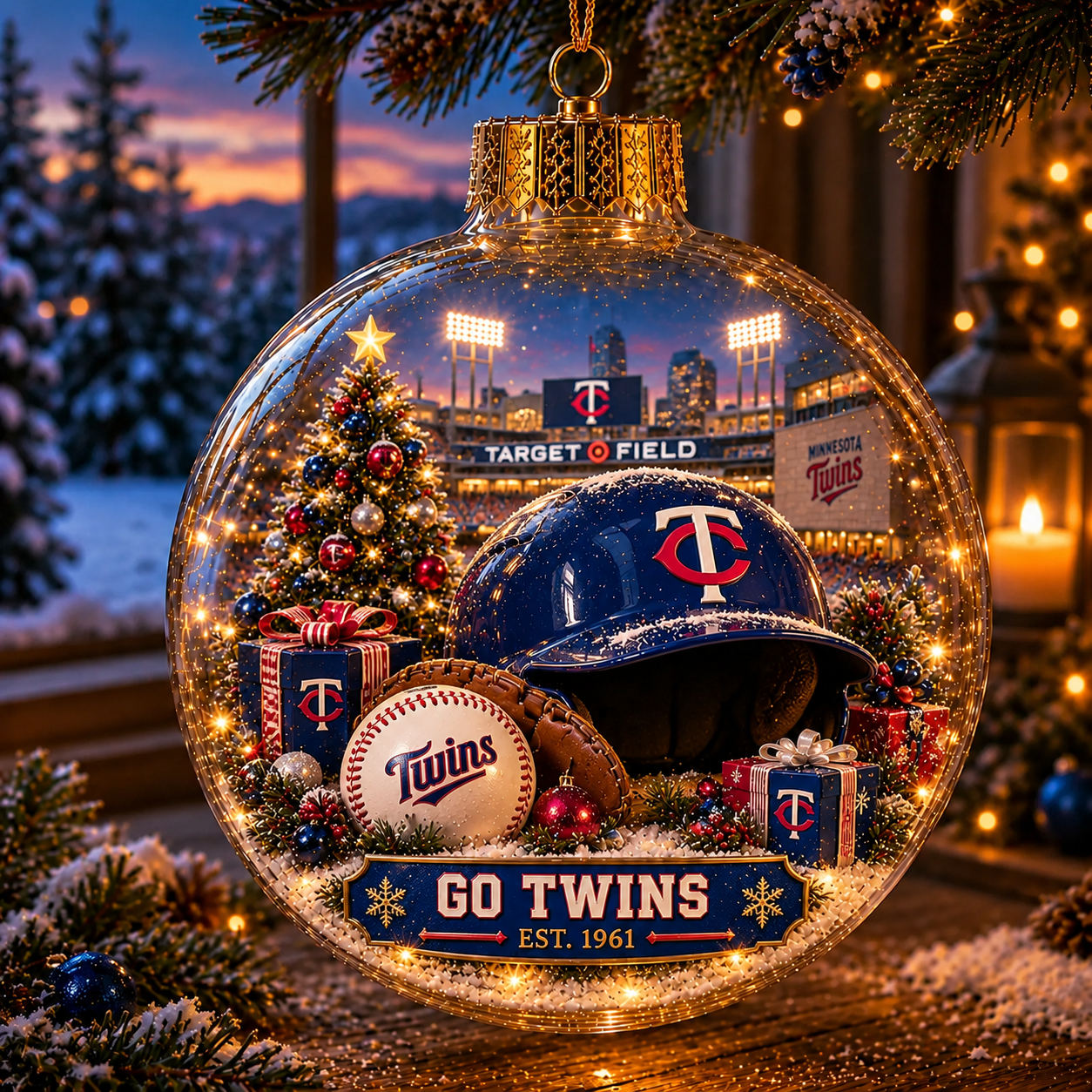 ⚾🎄 Bring the Ballpark Home — Light-Up Baseball Christmas Diorama Ornament