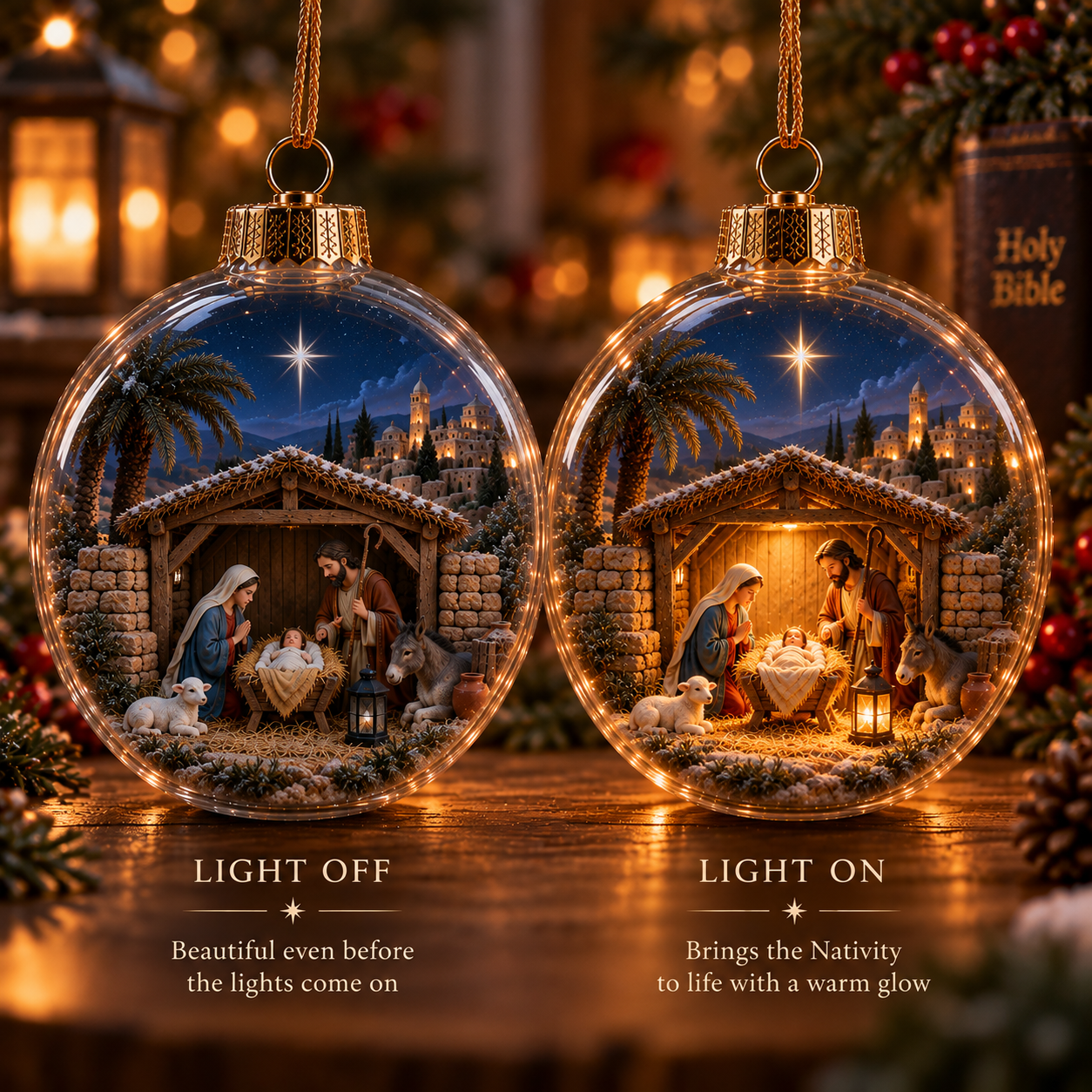The Light of Christmas – Light-Up Christian Story Ornament Collection