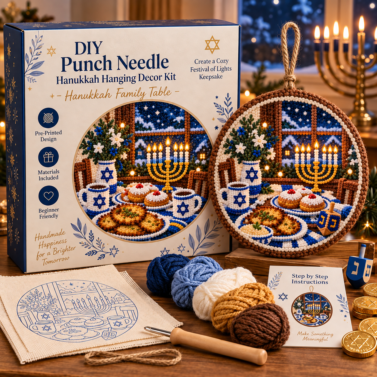 🕎 DIY Punch Needle Hanukkah Hanging Decor Kit