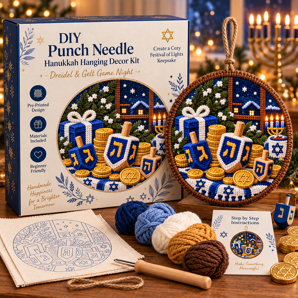 🕎 DIY Punch Needle Hanukkah Hanging Decor Kit