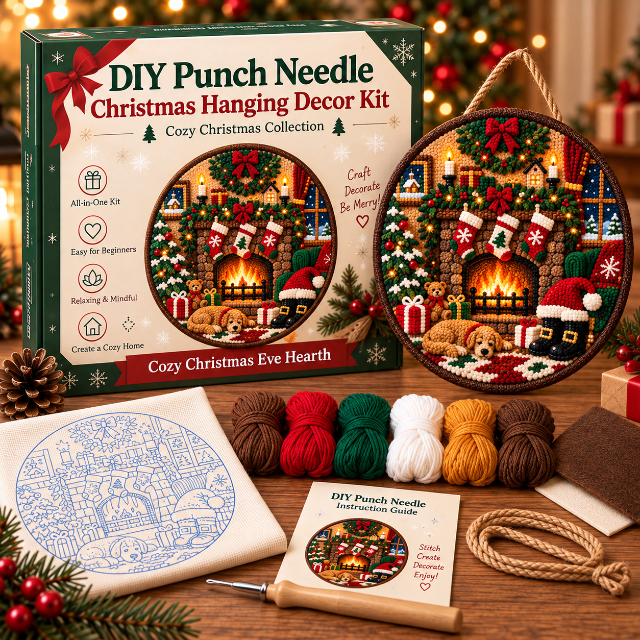 🎅 DIY Punch Needle Christmas Hanging Decor Kit