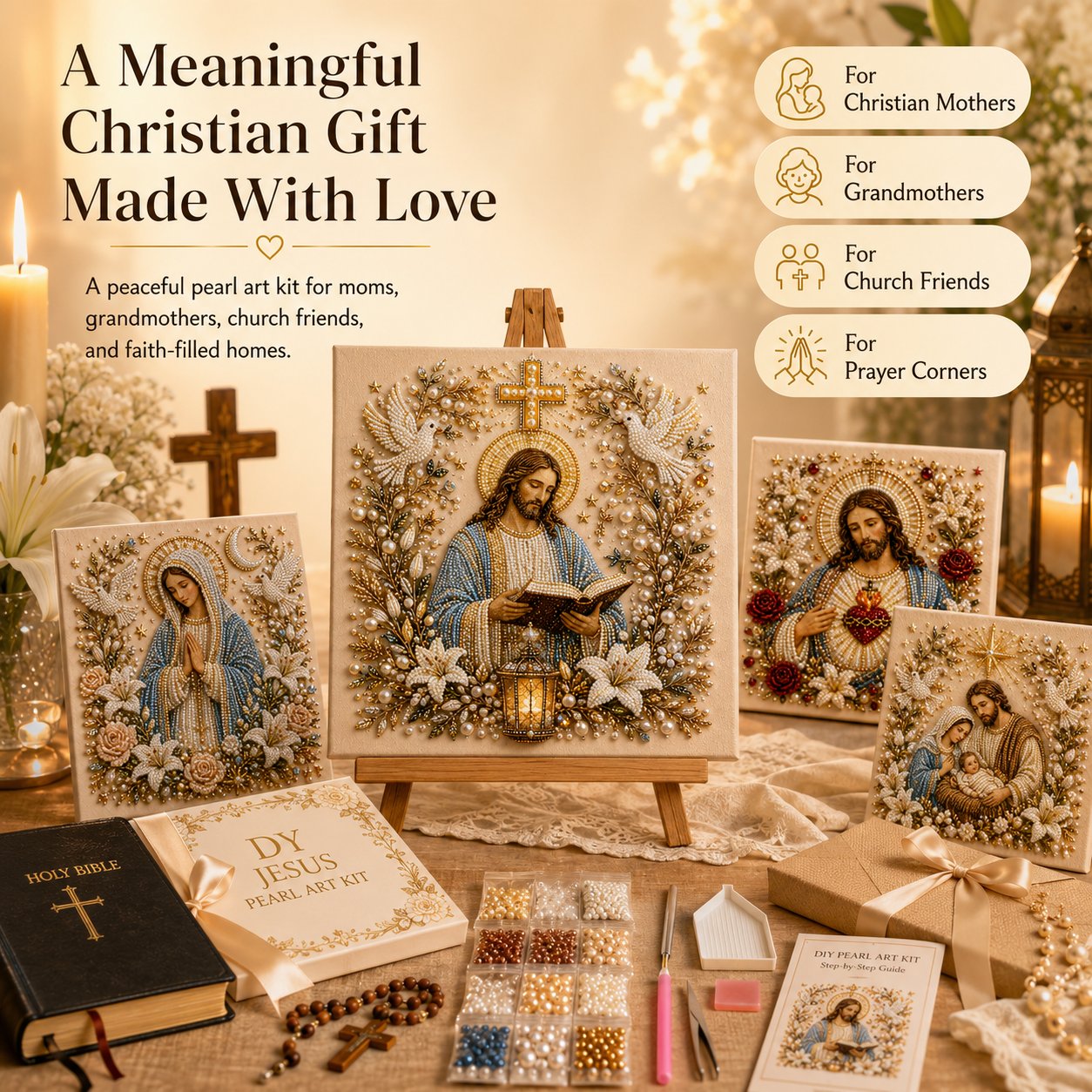 🔥 Last Day 75% OFF – ✝️ DIY Jesus Pearl Art Kit | 3D Pearl-Style Christian Artwork for Prayer Corners & Faith Gifts (📦Buy 3 Free Shipping)