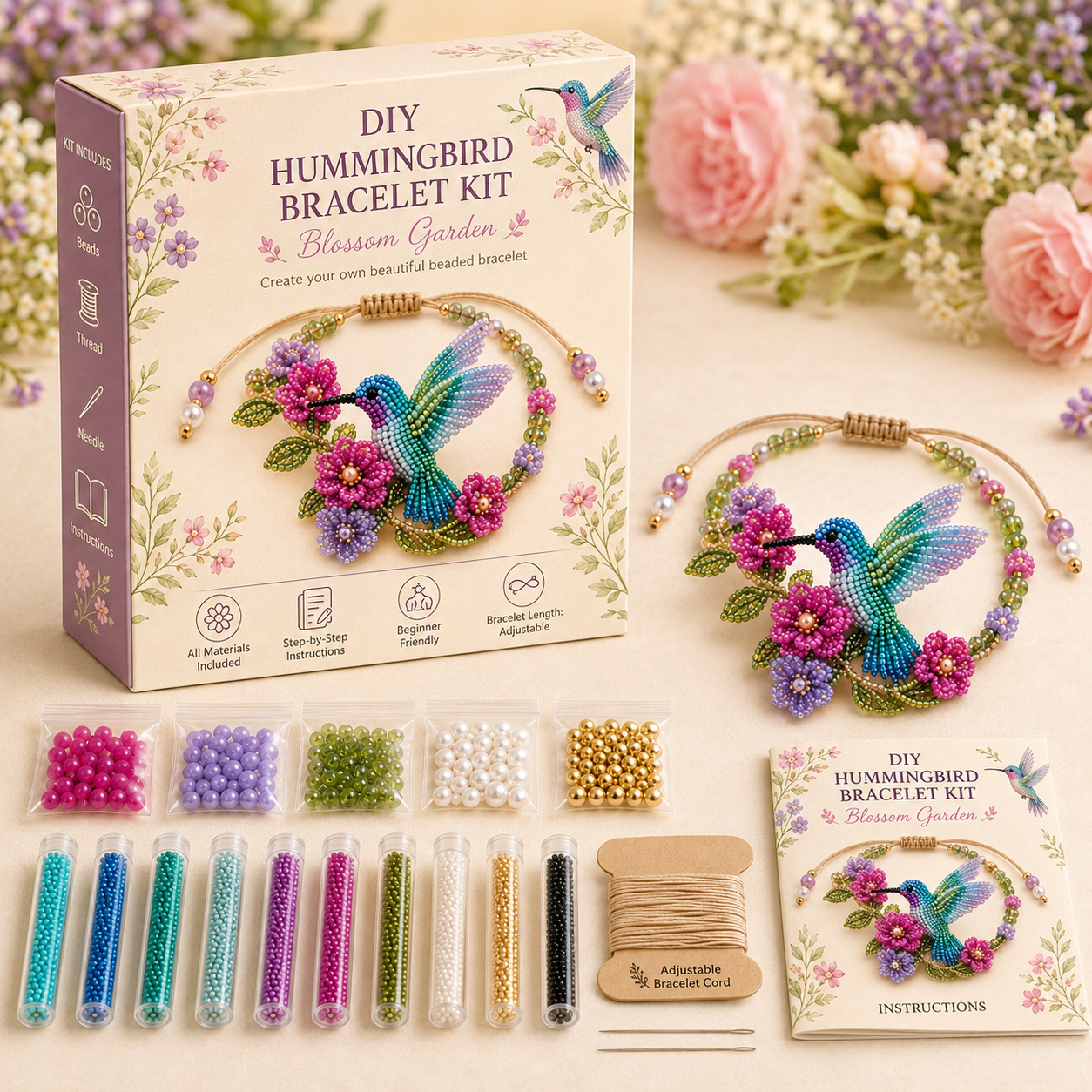 DIY Beaded Nature Bracelet Kit Bird, Fox & Butterfly Bracelet Making Kit
