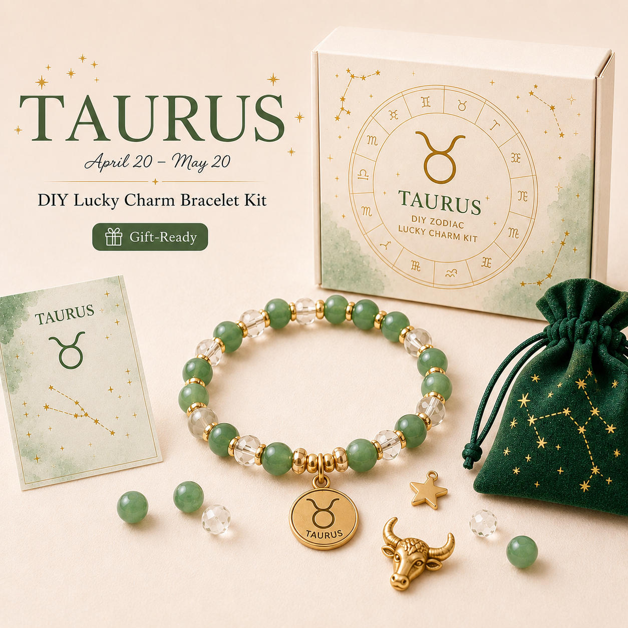 DIY Zodiac Lucky Charm Bracelet Kit Gift Ready Astrology Bracelet