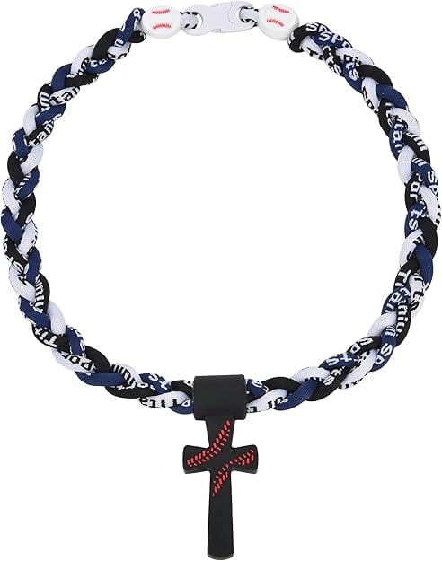 Triple-Rope Tornado Baseball Necklace Cross Charm Pendant with "I CAN DO ALL THINGS PHL4:13