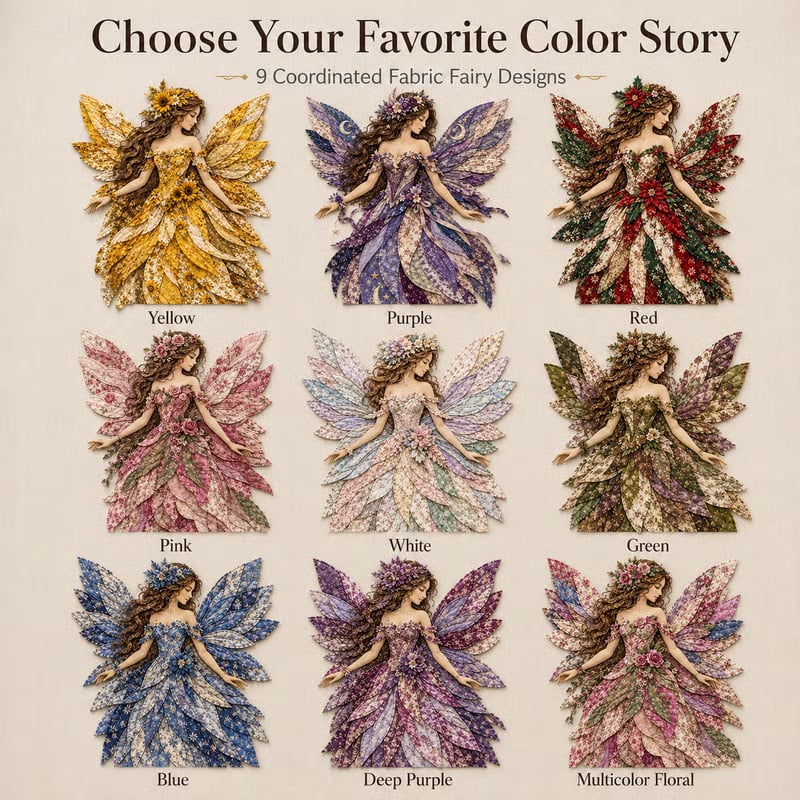 🔥LAST DAY 49% OFF-🧚‍♀️🌸 Premium Fairy Patchwork DIY Kit | High-Quality Layered Fabric with Floral Wings DIY Handmade Fantasy Wall Decor ✨