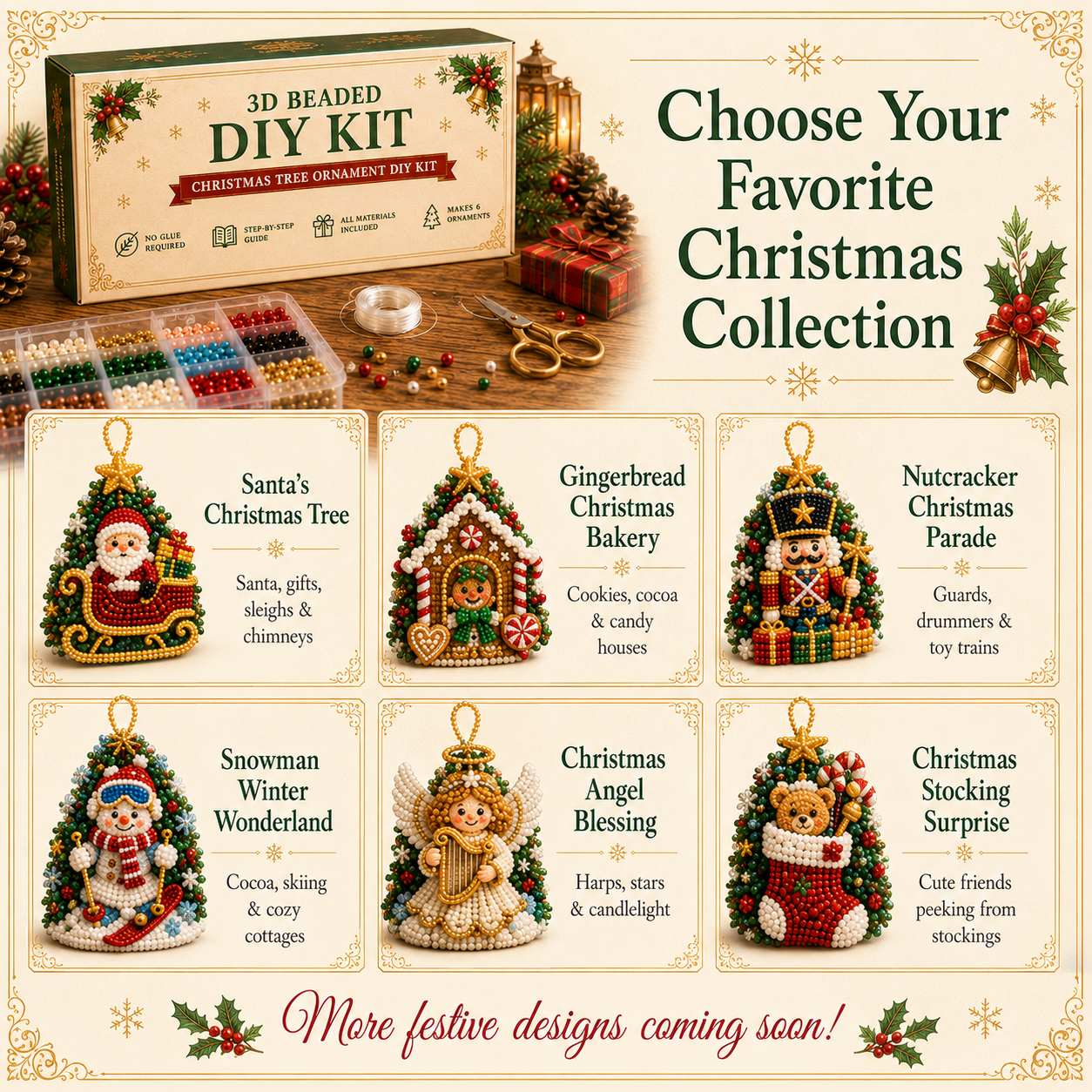 🔥Limited time 70% OFF -🎄 3D Beaded Christmas Tree Ornament DIY Kit (🧘Relaxing & Beginner-Friendly)