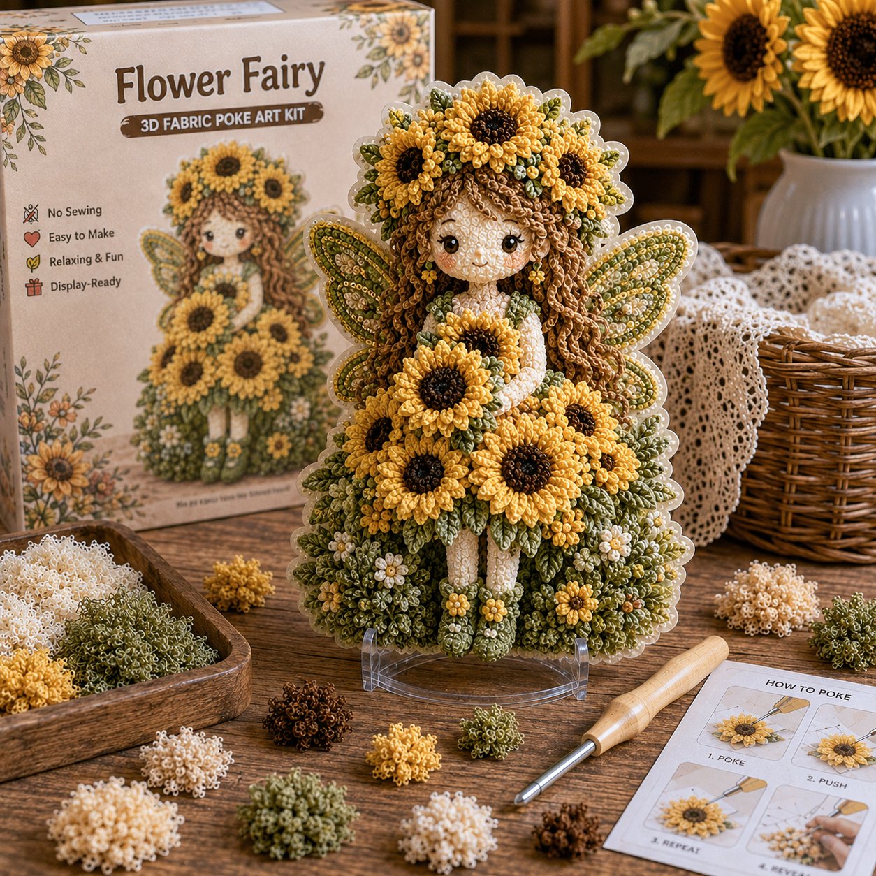 🌸Flower Fairy 3D Fabric Poke Art Kit
