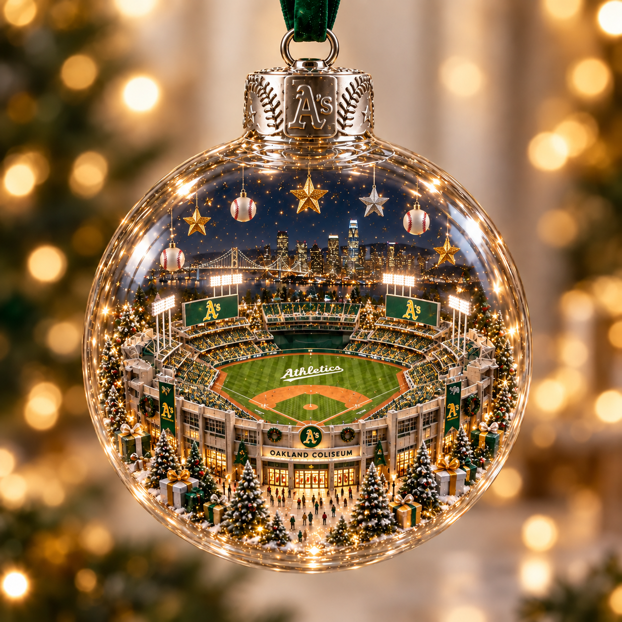 ⚾🎄 Light-Up Baseball Stadium Christmas Ornament