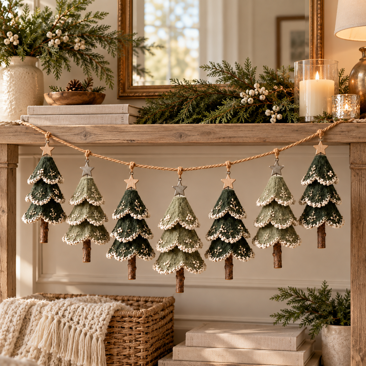 Woodland Christmas Tree Garland – Set of 7
