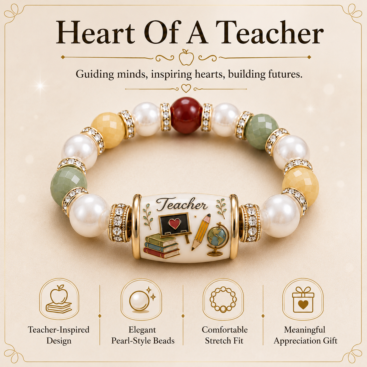 📈🔥2026 Top Picks🍎 Heart Of A Teacher Bracelet
