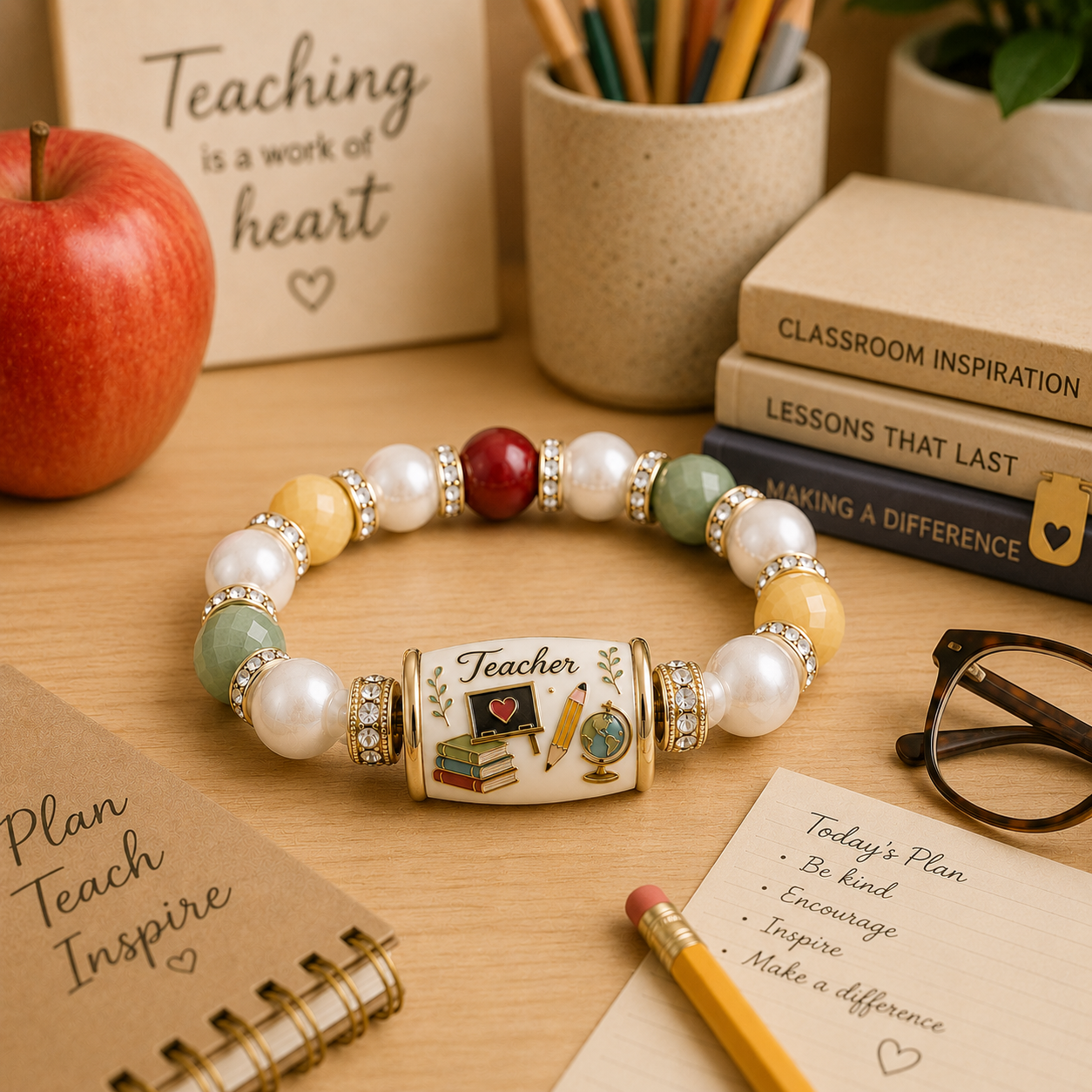 📈🔥2026 Top Picks🍎 Heart Of A Teacher Bracelet