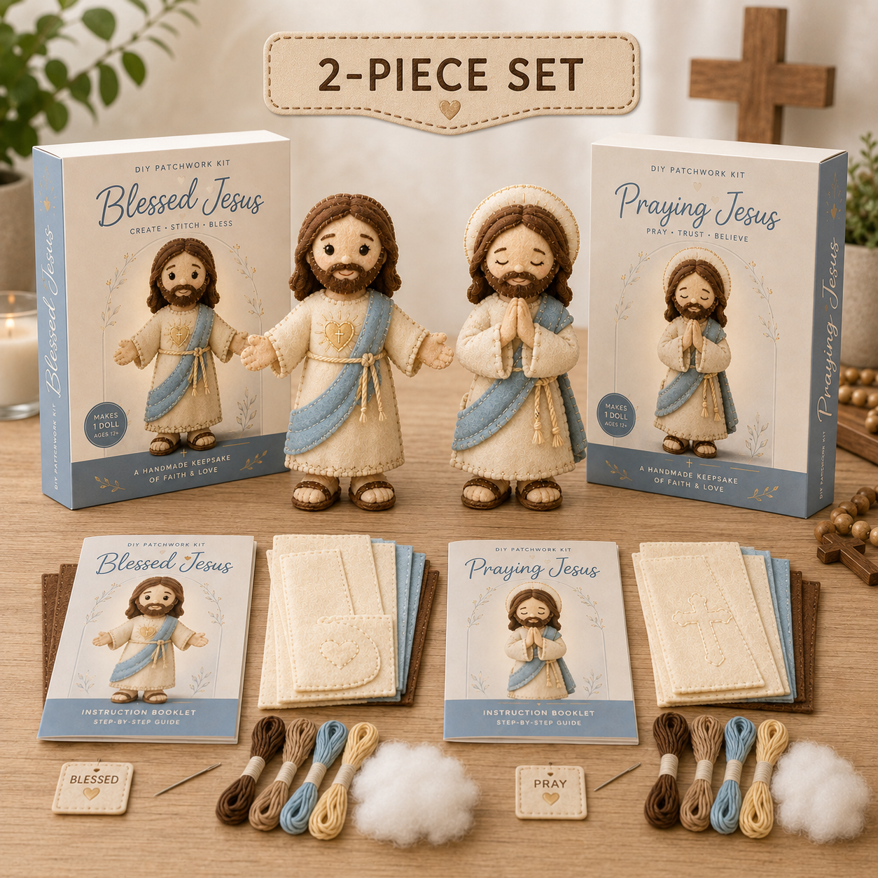 Faith-Filled DIY Patchwork Kit Bundle – 2-Piece Handmade Keepsake Set ✝️