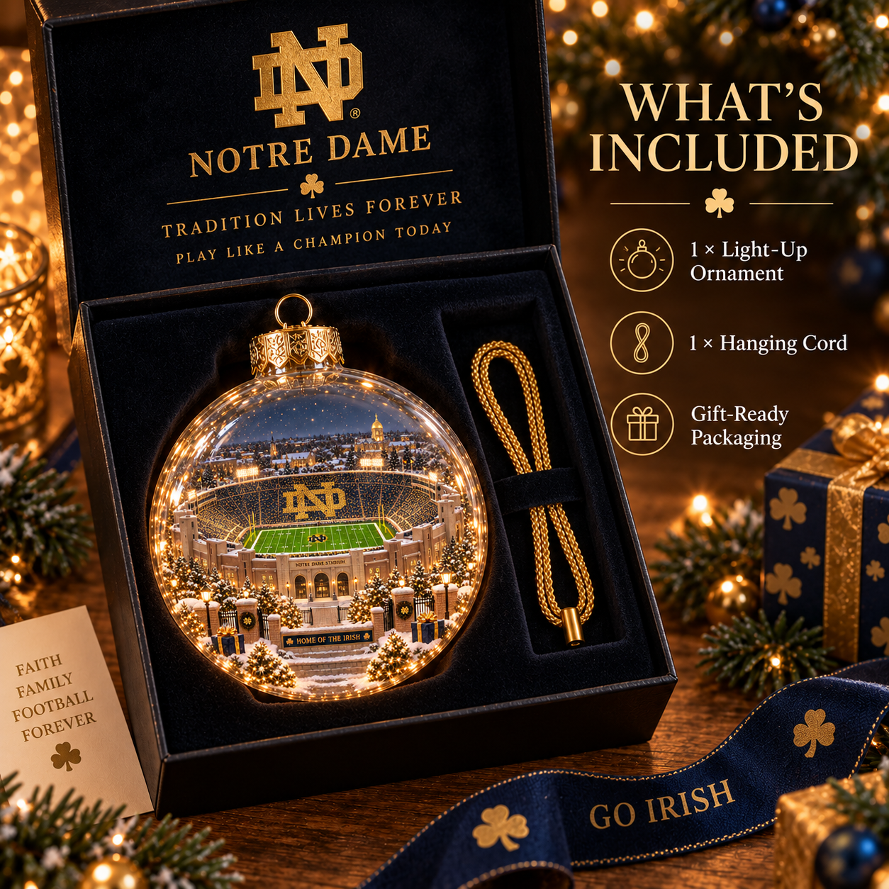 🎄 Play Like a Champion Today — Light-Up College Football Diorama Ornament