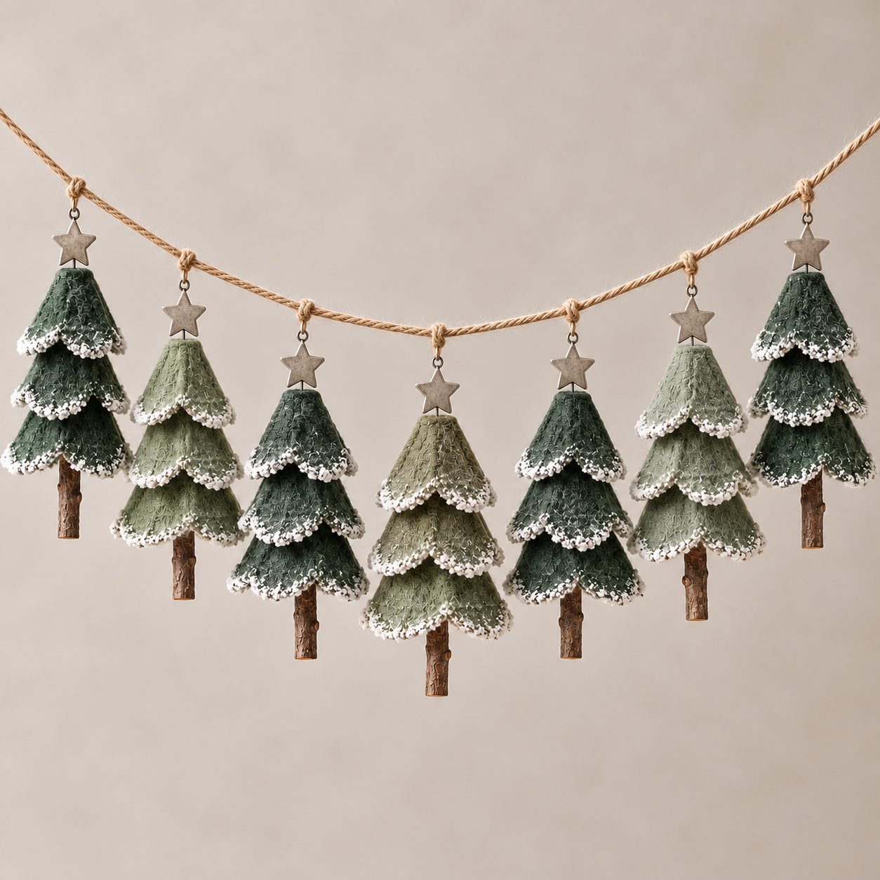 Woodland Christmas Tree Garland – Set of 7