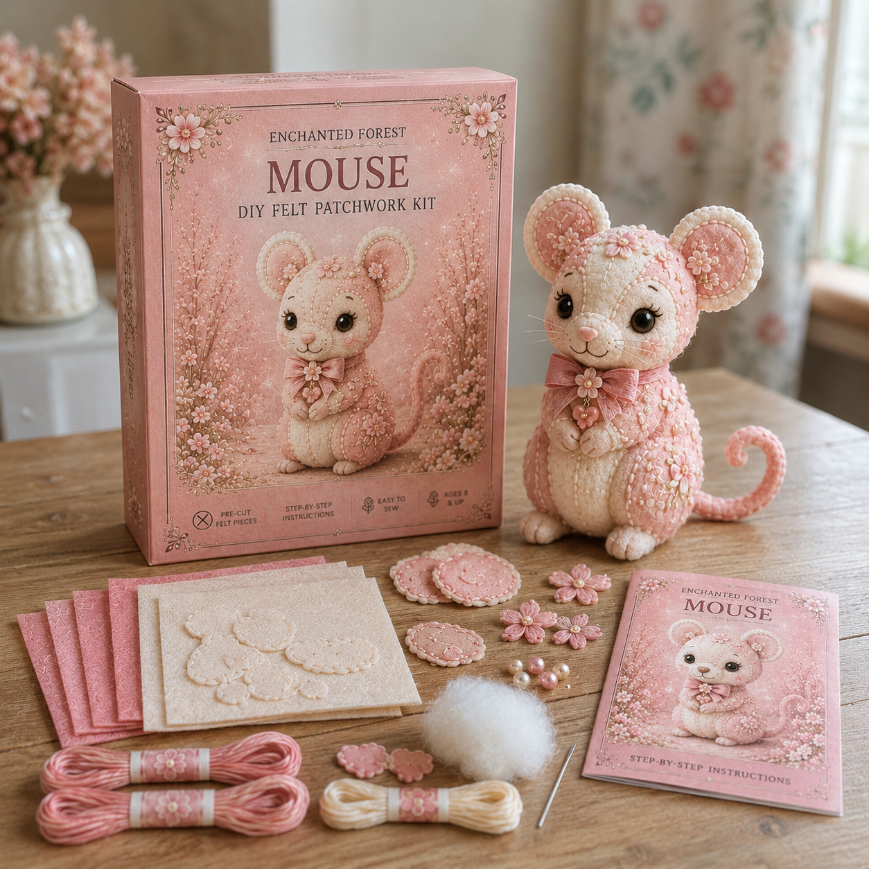 💗Pink Woodland Friends DIY Felt Sewing Kit – Make Your Own Cute Animal