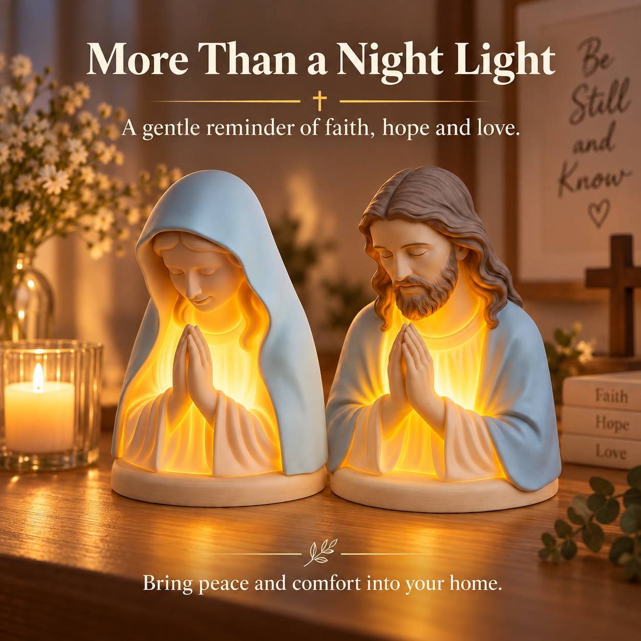 Handmade Resin Christian Prayer Night Light