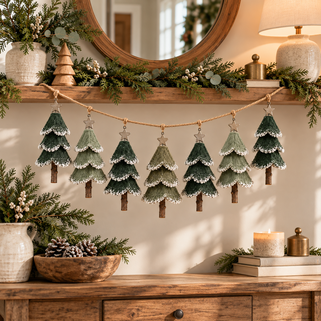 Woodland Christmas Tree Garland – Set of 7