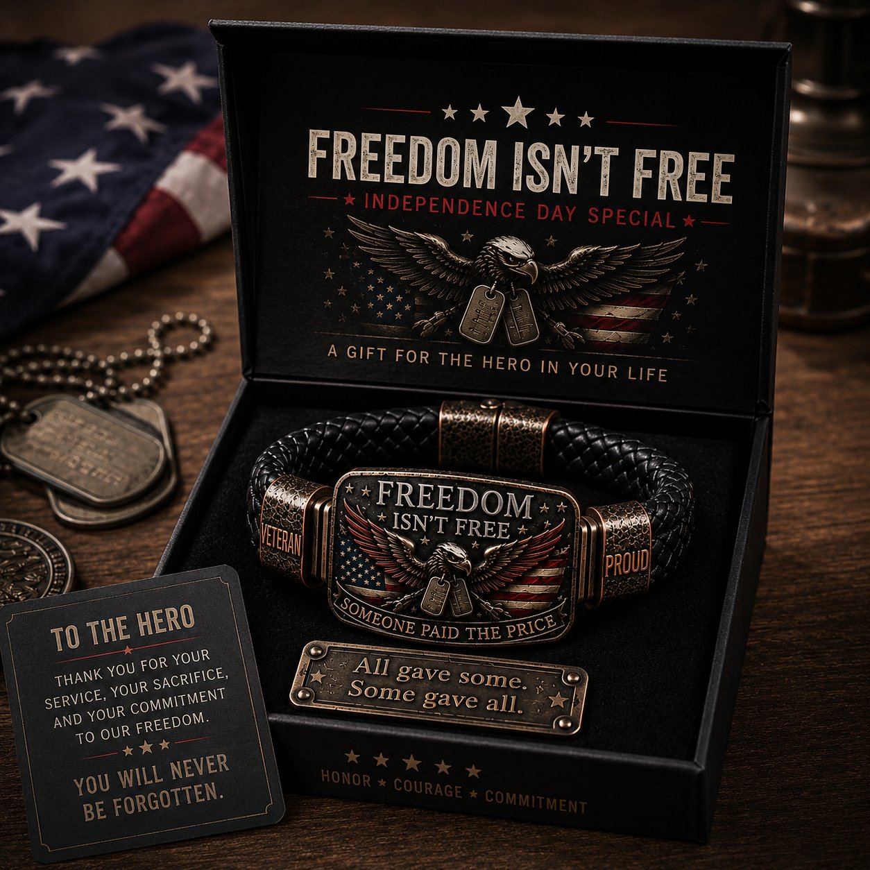 Flash Sale 5K+ SOLD! usFREEDOM ISN'T FREE Veteran Tribute Bracelet