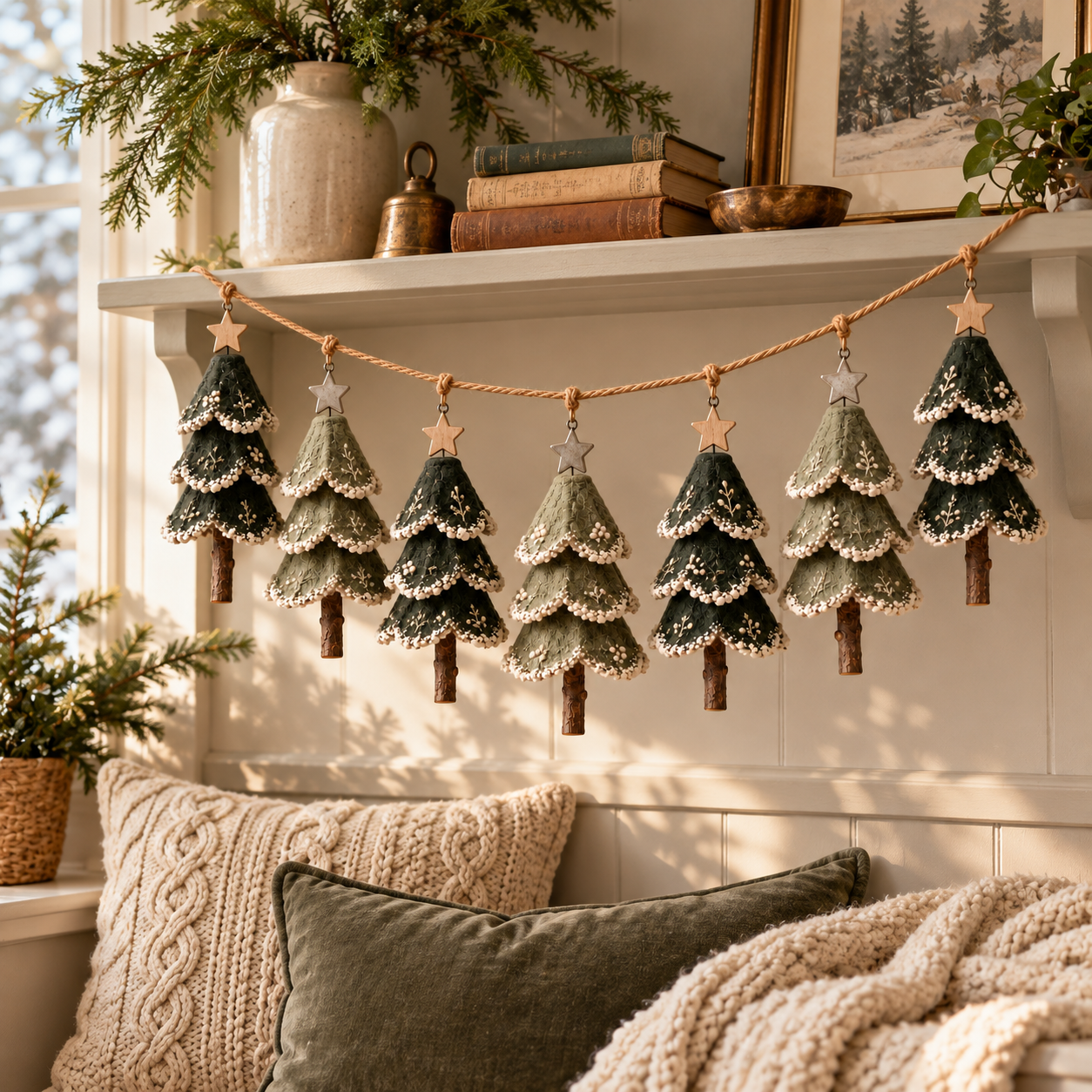 Woodland Christmas Tree Garland – Set of 7