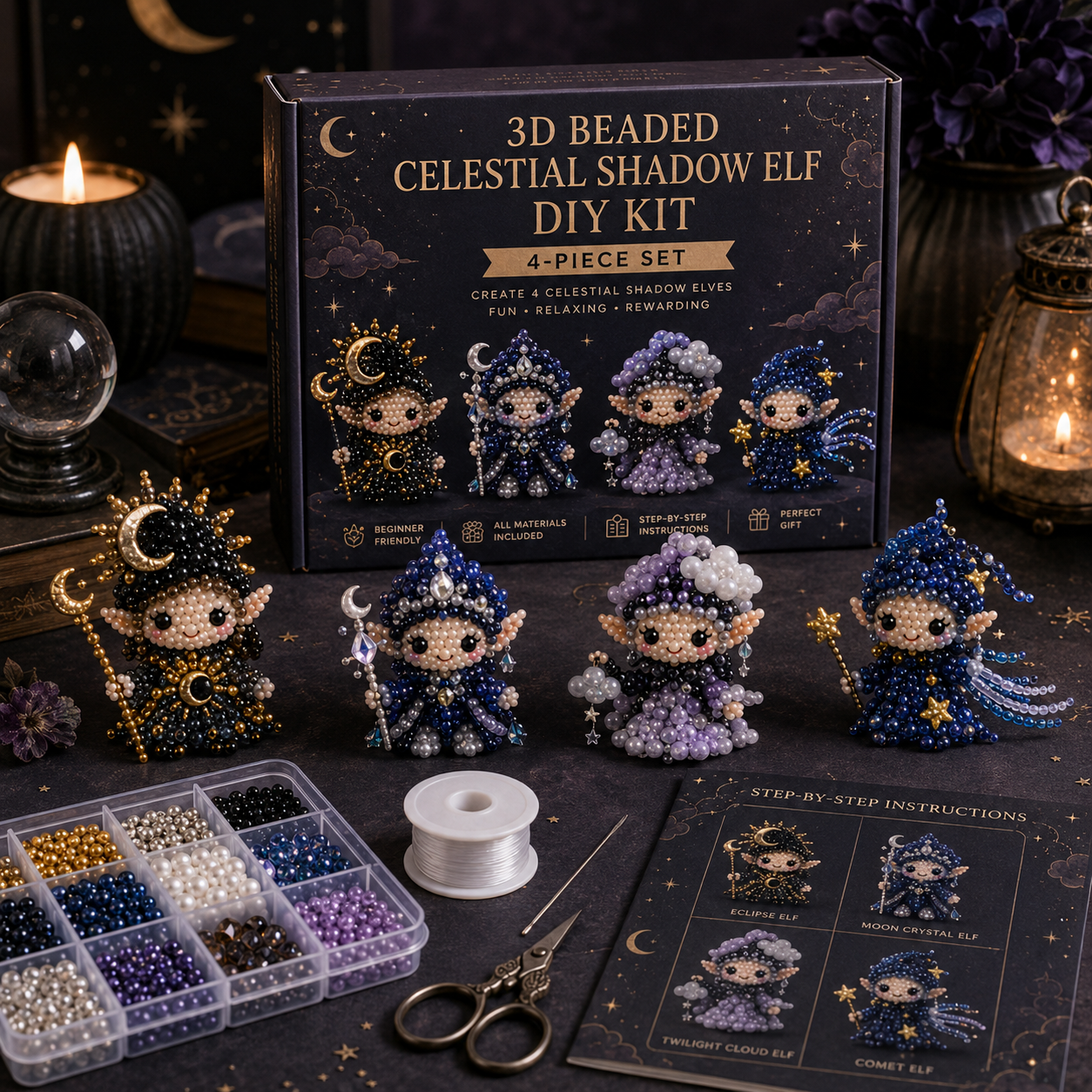 3D Beaded Magical Elf DIY Kit Cute Fantasy Craft Collectibles