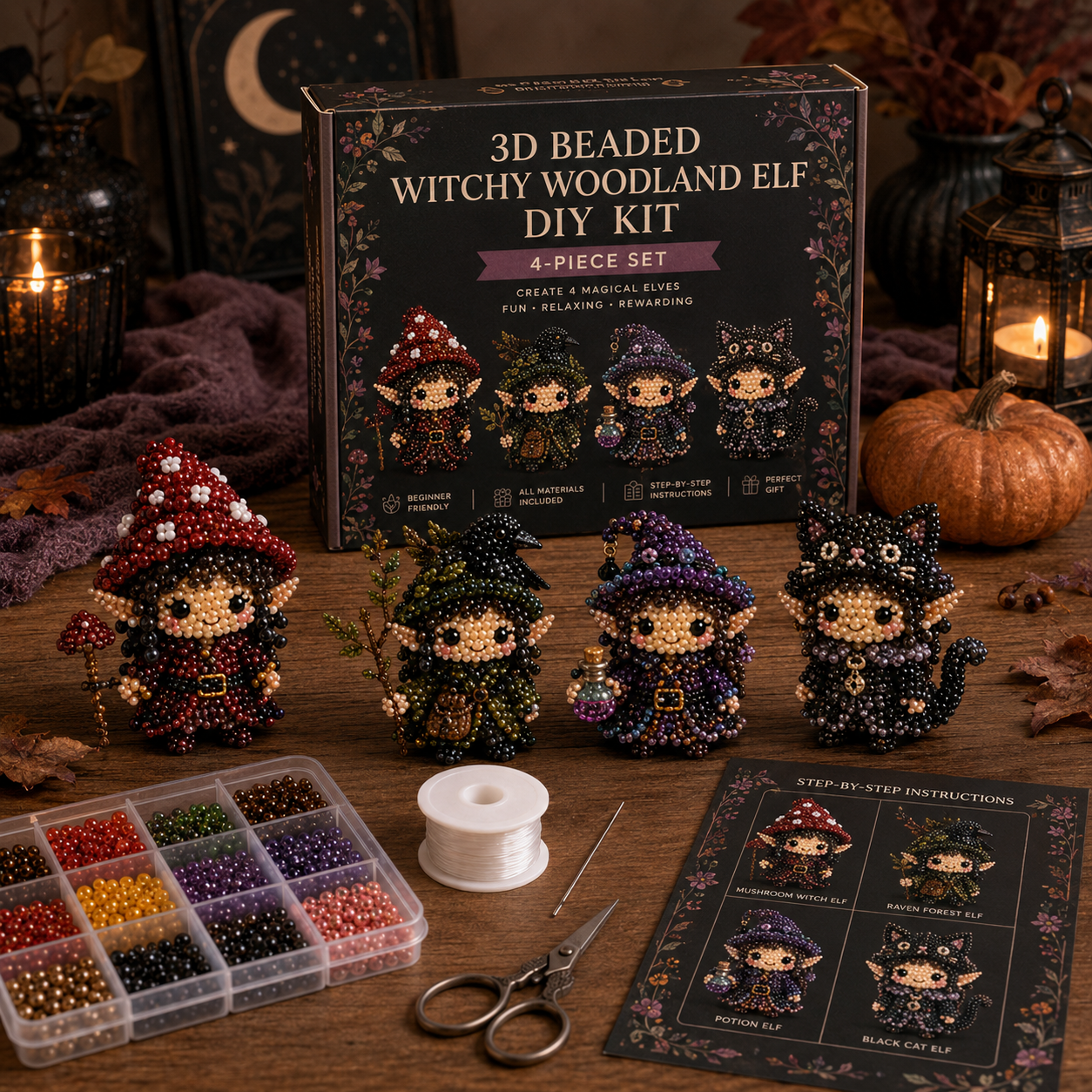 3D Beaded Magical Elf DIY Kit Cute Fantasy Craft Collectibles