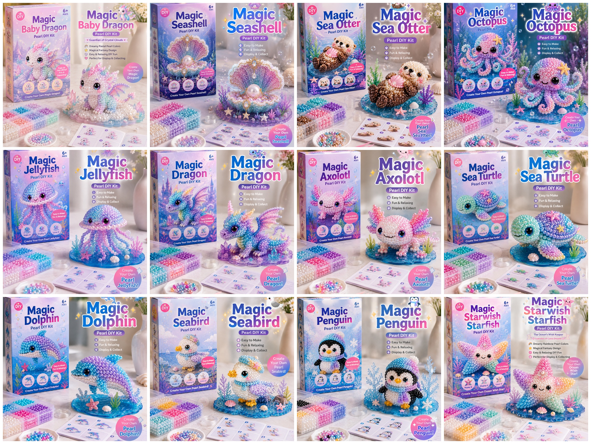 🔥Last Day BUY 3 GET 1 FREE🐚 12 Magical Ocean Friends DIY Kit – Create Your Own Adorable Sea Creatures!