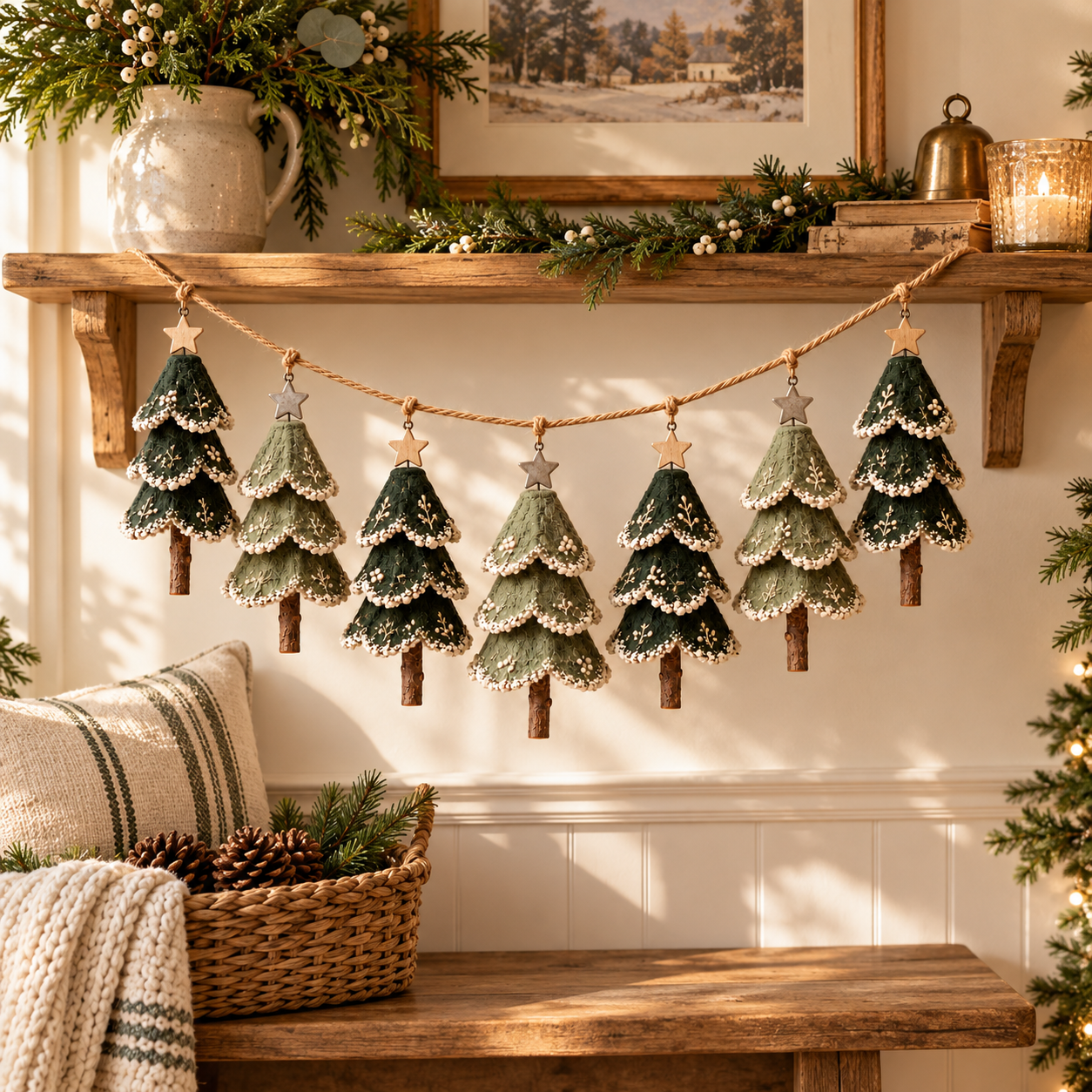 Woodland Christmas Tree Garland – Set of 7