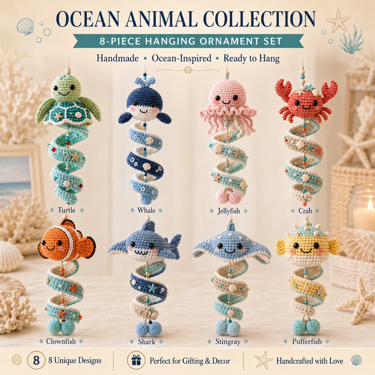 🐚 DIY Ocean Animal Spiral Hanging Ornament Kit