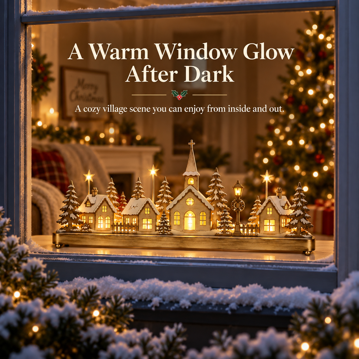 Pre-Lit Christmas Village Window Sill Light