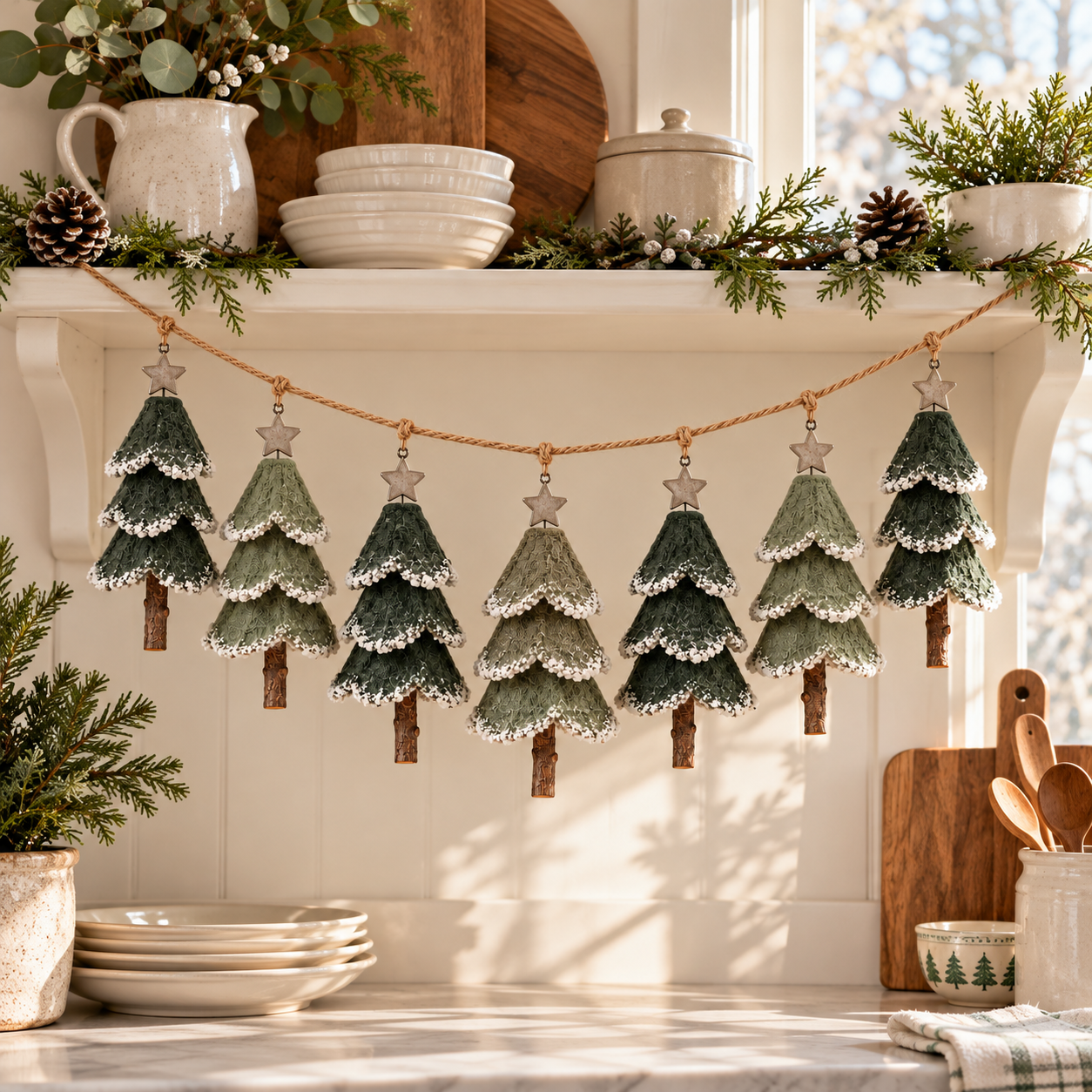 Woodland Christmas Tree Garland – Set of 7