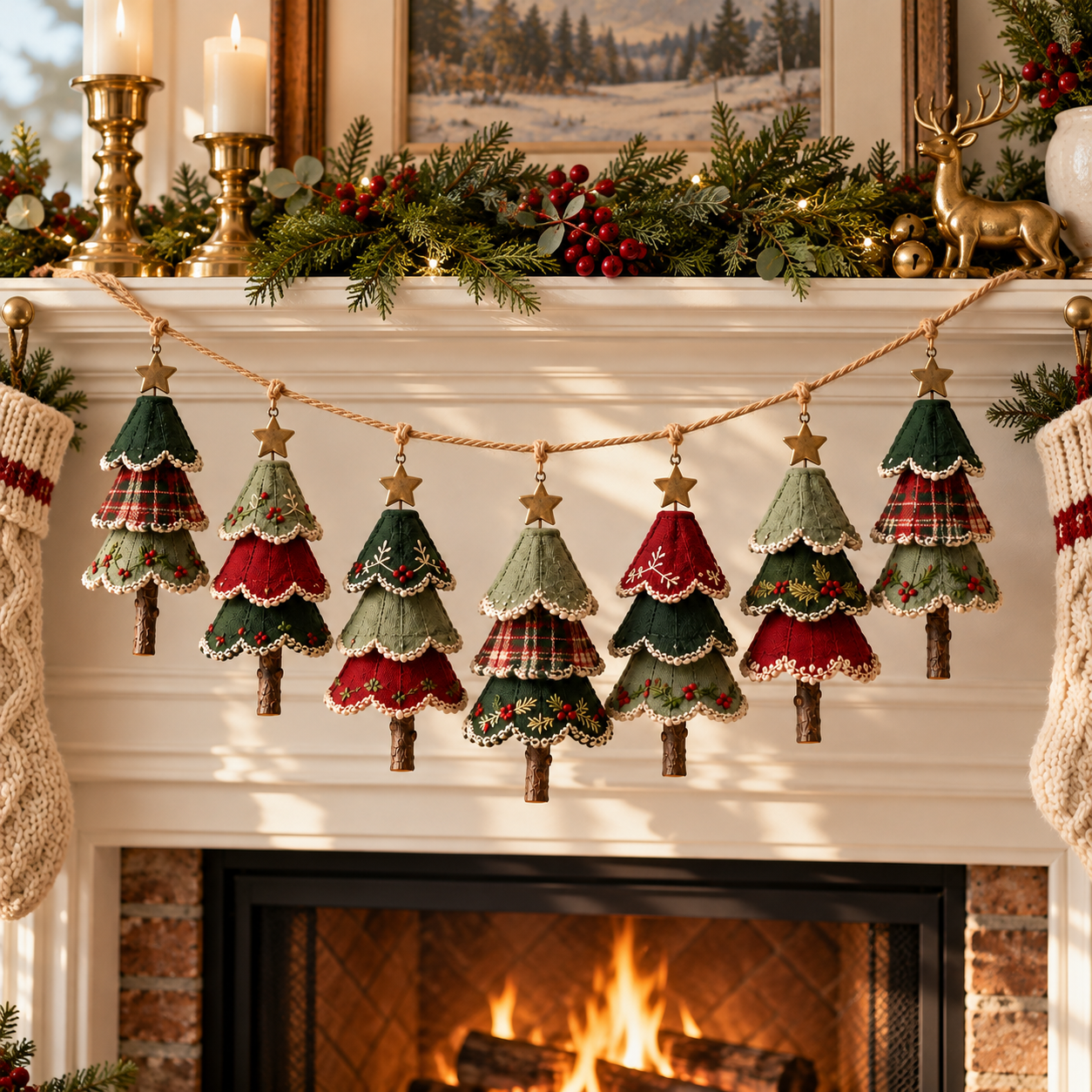 Woodland Christmas Tree Garland – Set of 7