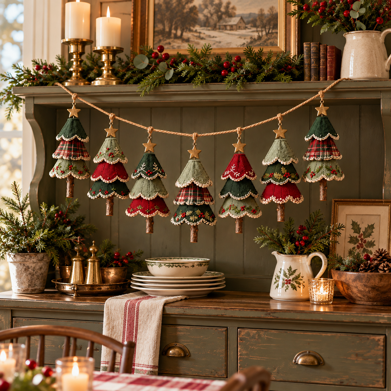 Woodland Christmas Tree Garland – Set of 7