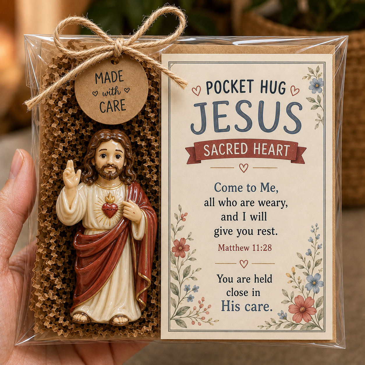✝️ Faith Pocket Hug Keepsake – Jesus, Mary & Guardian Angel Encouragement Gift