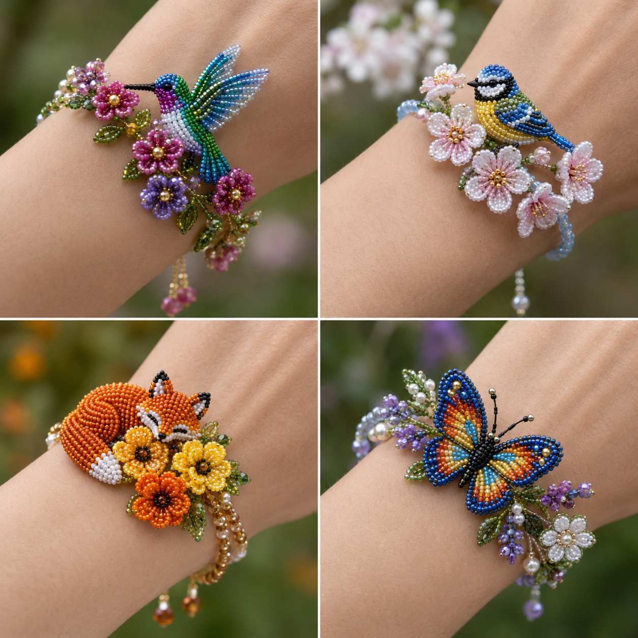 DIY Beaded Nature Bracelet Kit Bird, Fox & Butterfly Bracelet Making Kit