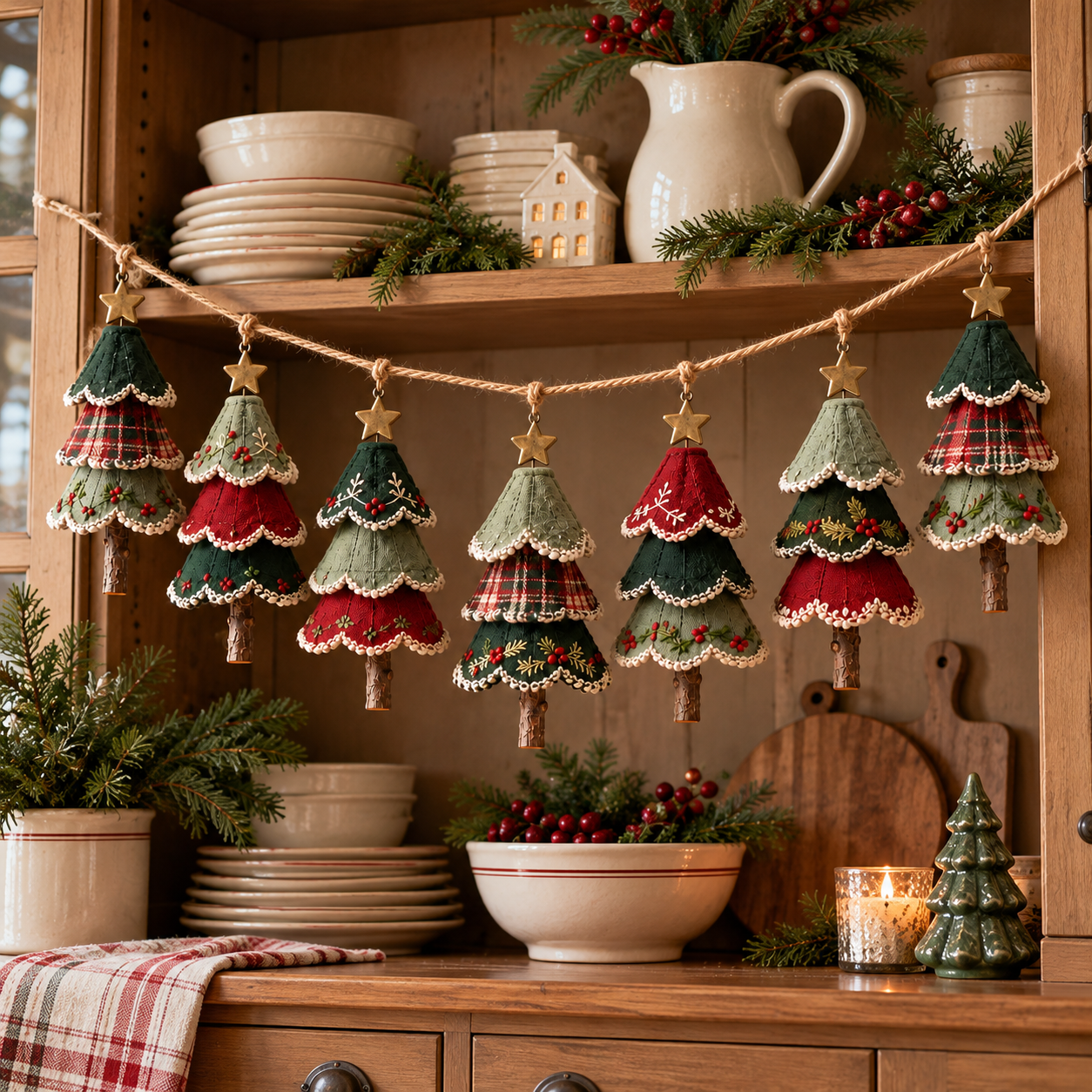 Woodland Christmas Tree Garland – Set of 7