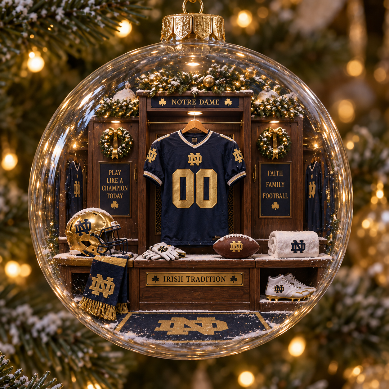 🎄 Play Like a Champion Today — Light-Up College Football Diorama Ornament