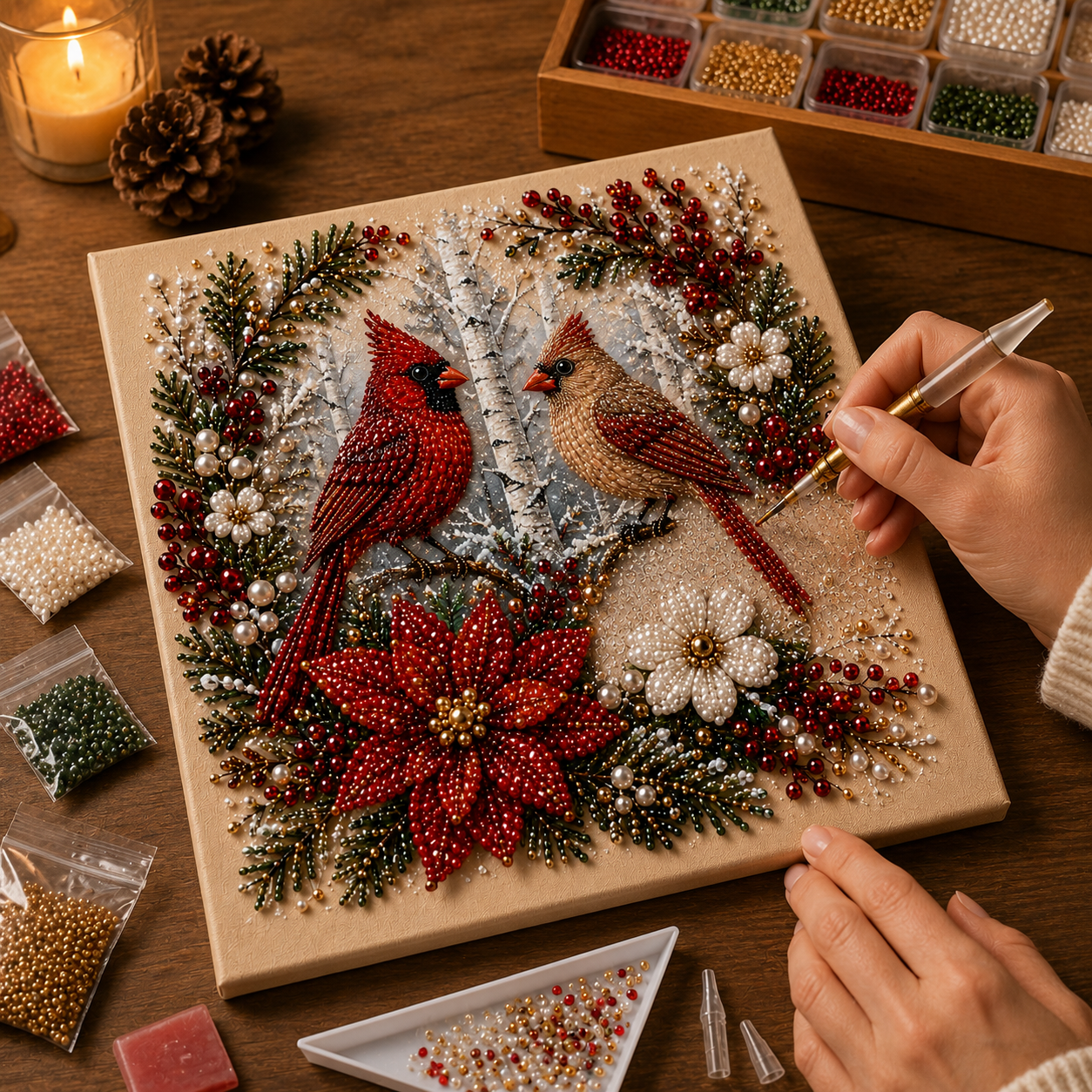 📈🔥2026 Top Picks🐦 Cardinal Winter Pearl Art DIY Kit