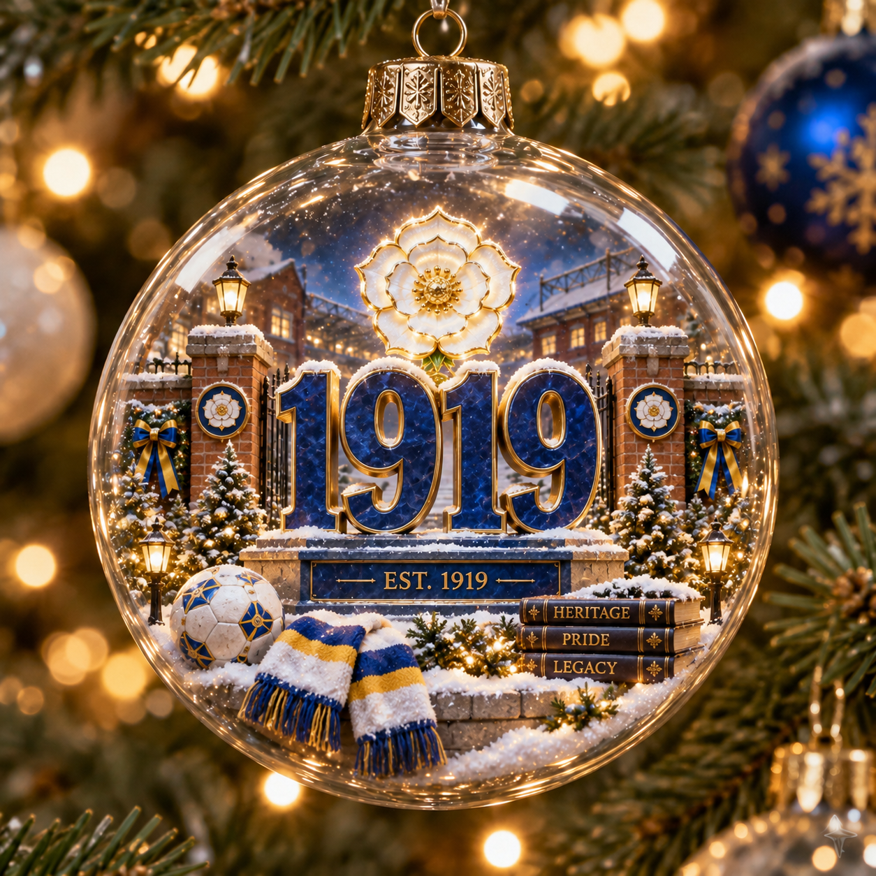 🎄 White Rose Legacy Light-Up Football Heritage Diorama Ornament
