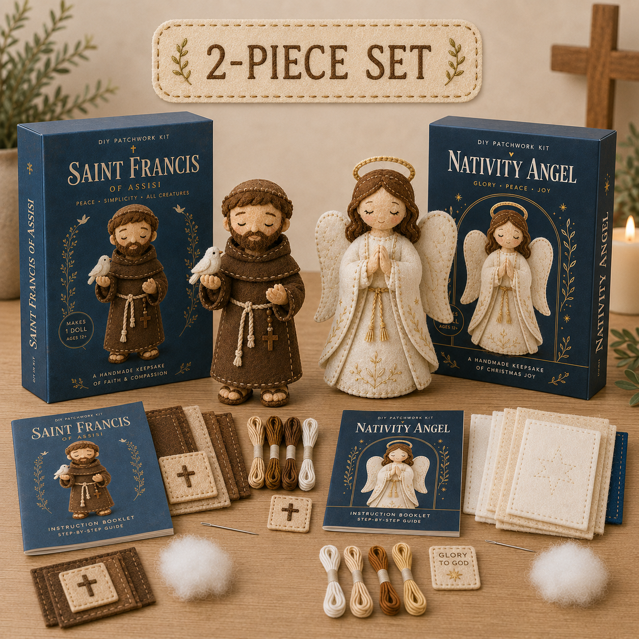 Faith-Filled DIY Patchwork Kit Bundle – 2-Piece Handmade Keepsake Set ✝️