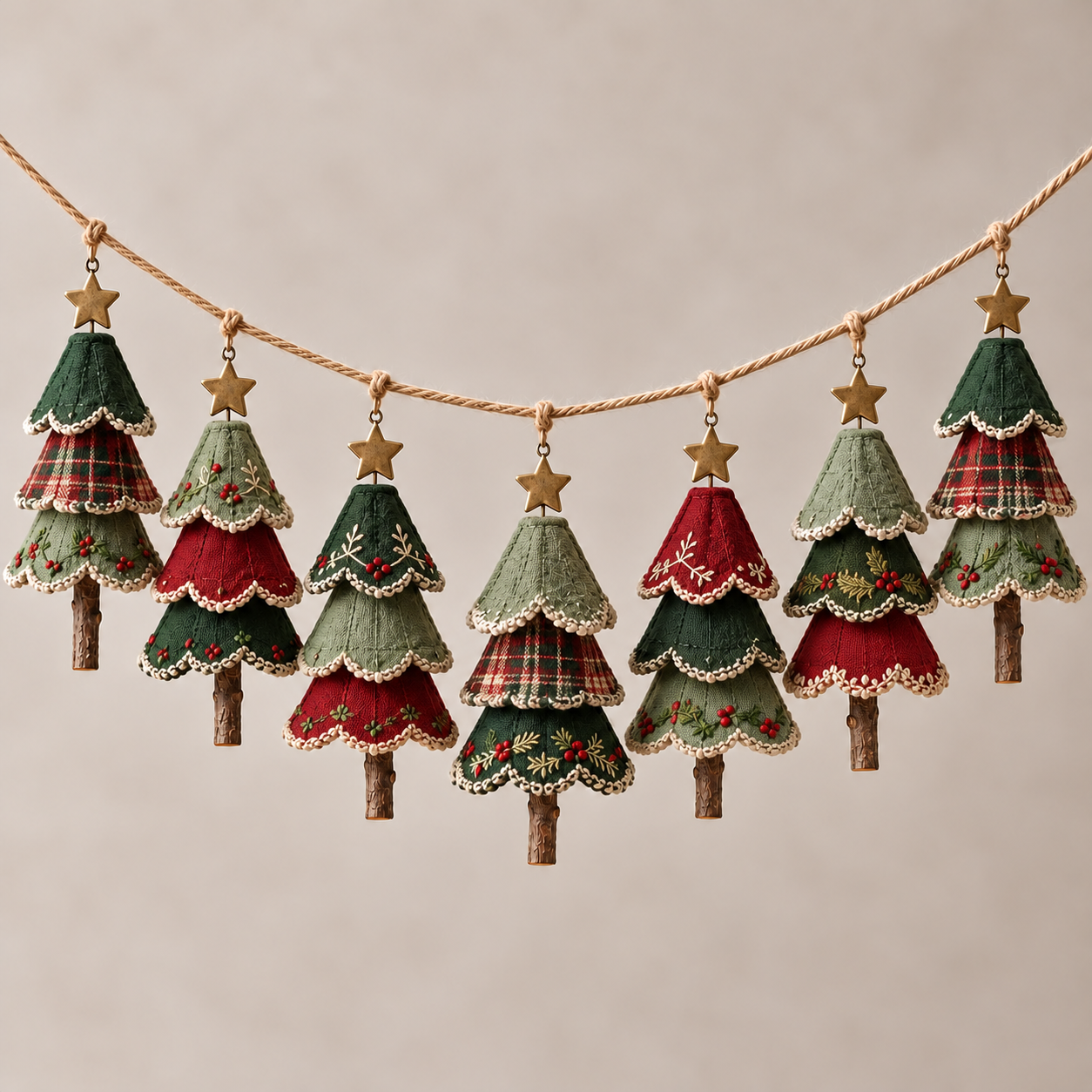 Woodland Christmas Tree Garland – Set of 7