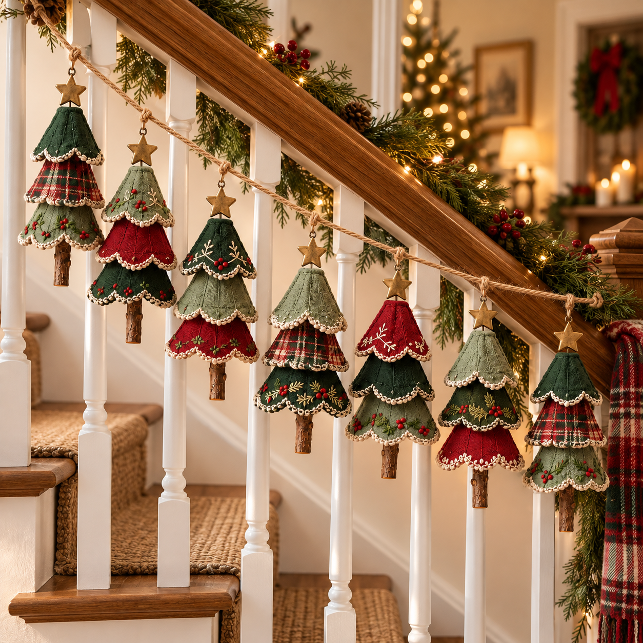 Woodland Christmas Tree Garland – Set of 7
