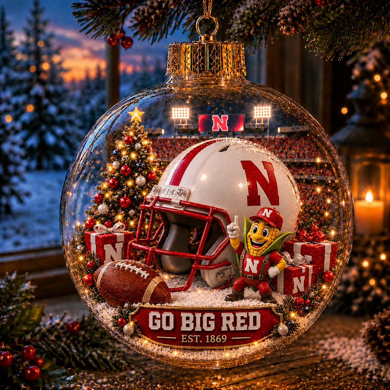 🏈🎄 Light-Up College Football Christmas Ornament