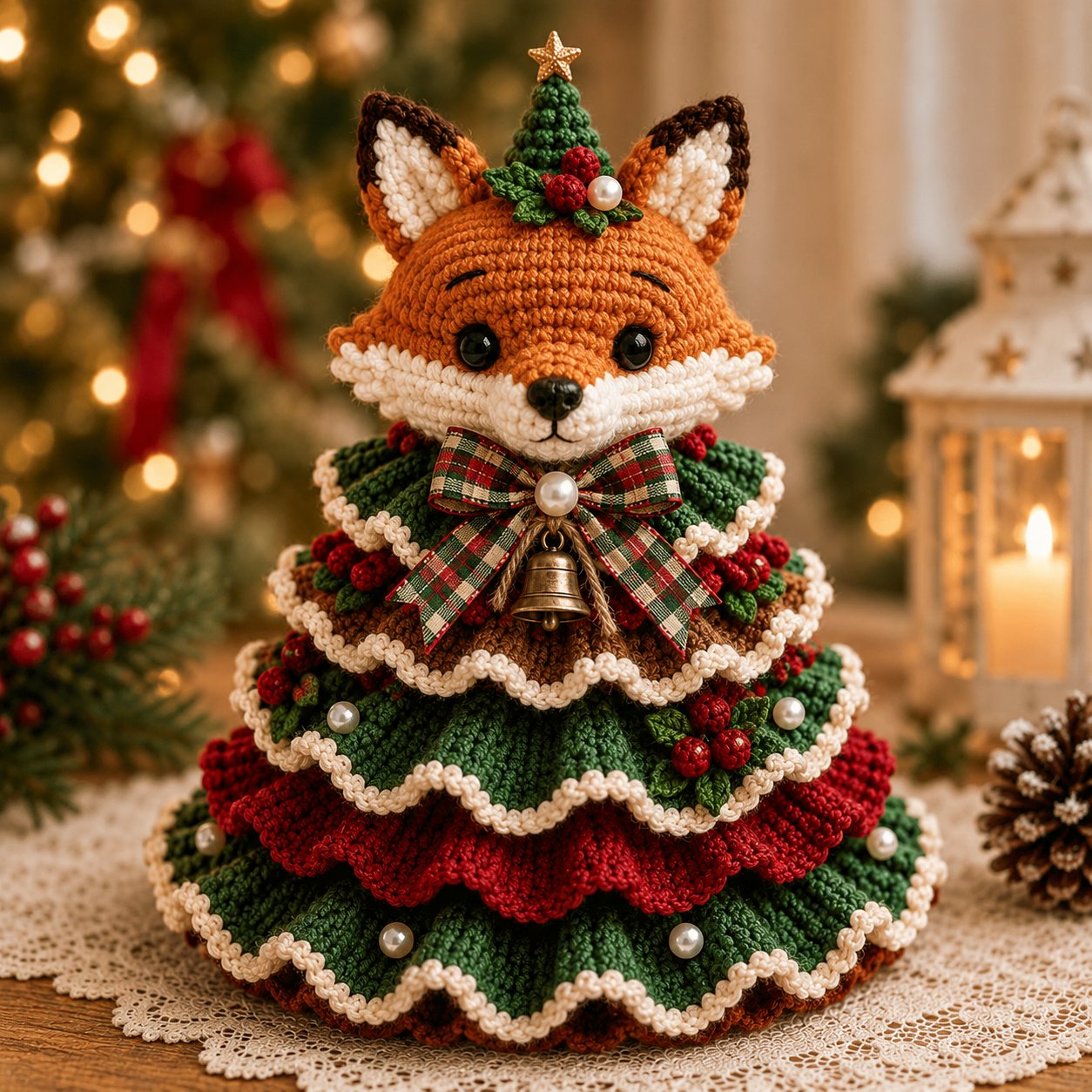Fox crochet animal Christmas tree kit