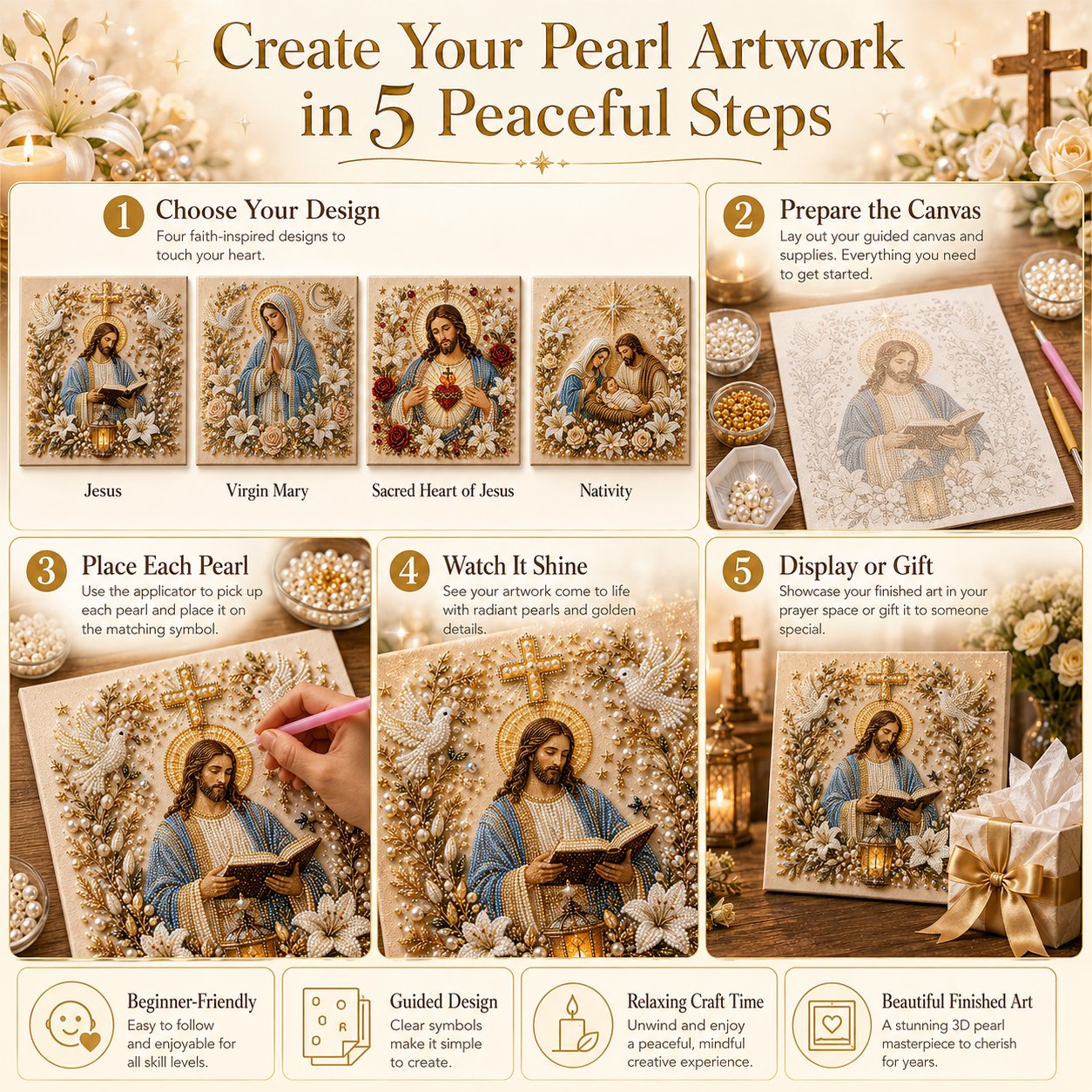 🔥 Last Day 75% OFF – ✝️ DIY Jesus Pearl Art Kit | 3D Pearl-Style Christian Artwork for Prayer Corners & Faith Gifts (📦Buy 3 Free Shipping)